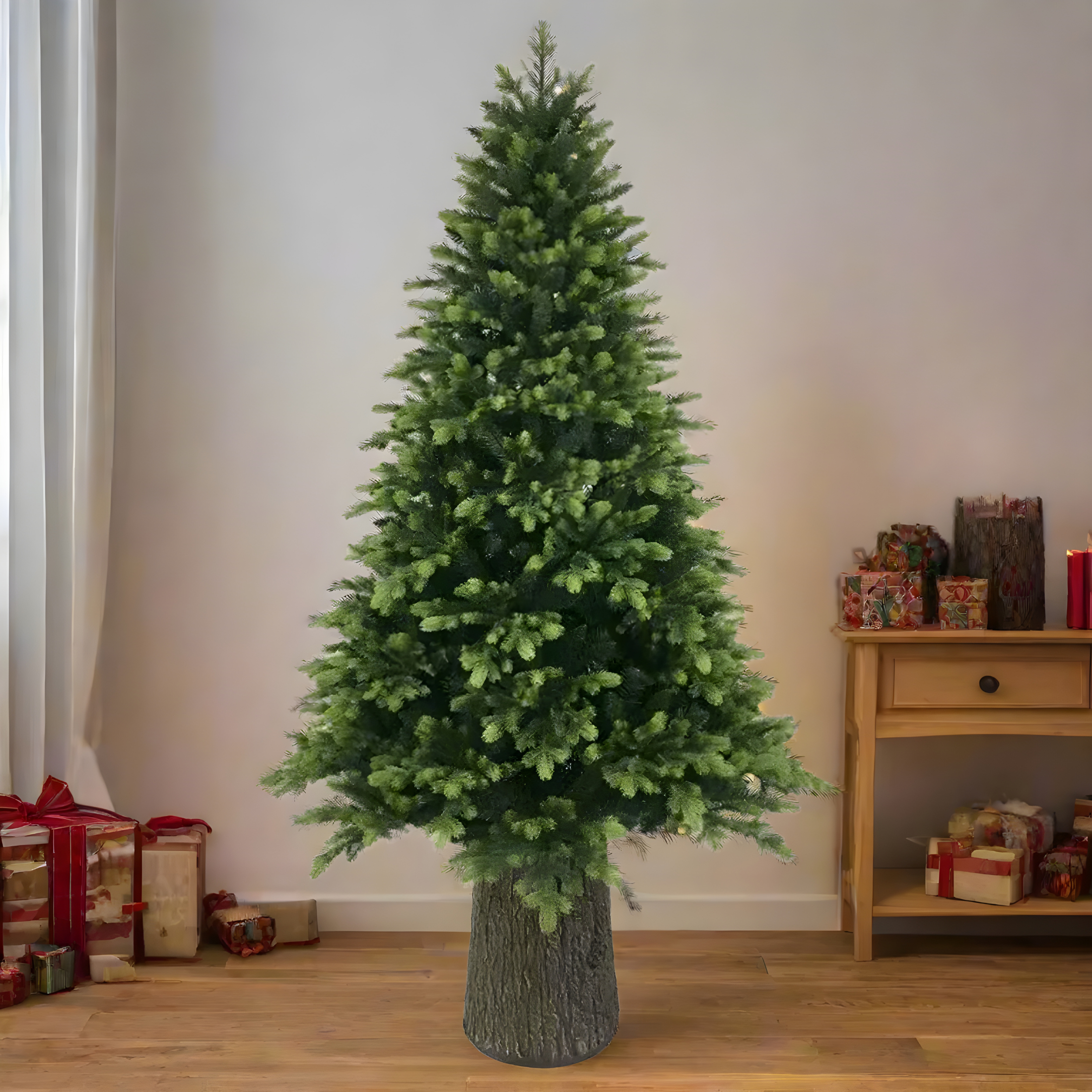 Reindeer Christmas tree with modern trunk included in PE with Real Touch effect