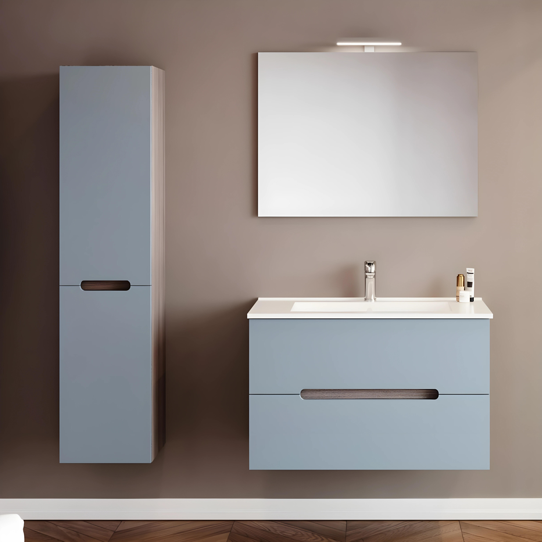 "Rhovan" bathroom column with glass shelves and two reversible doors, 34x36 cm, 140 cm high