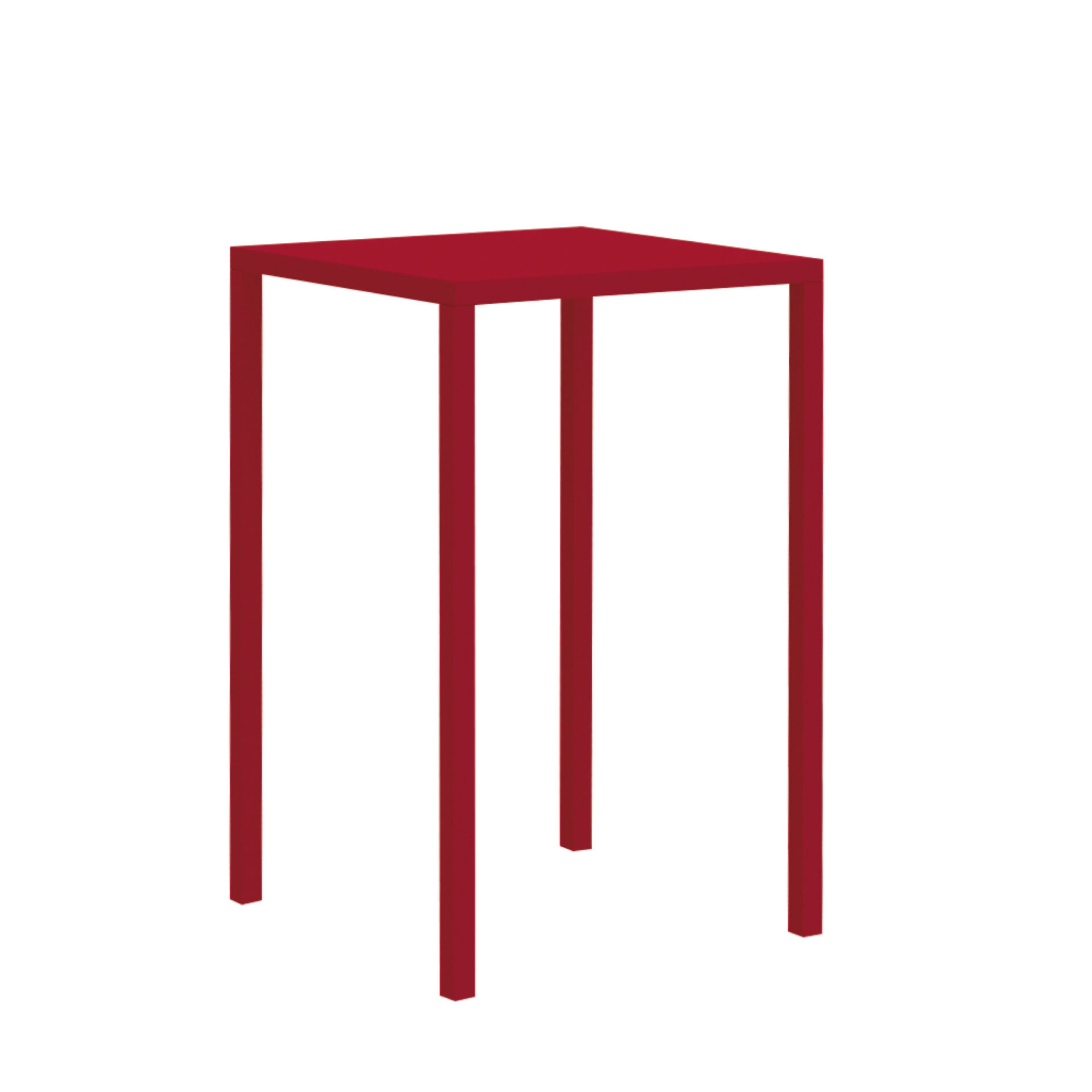 "Quatris" high square table in painted metal for modern bars and gardens
