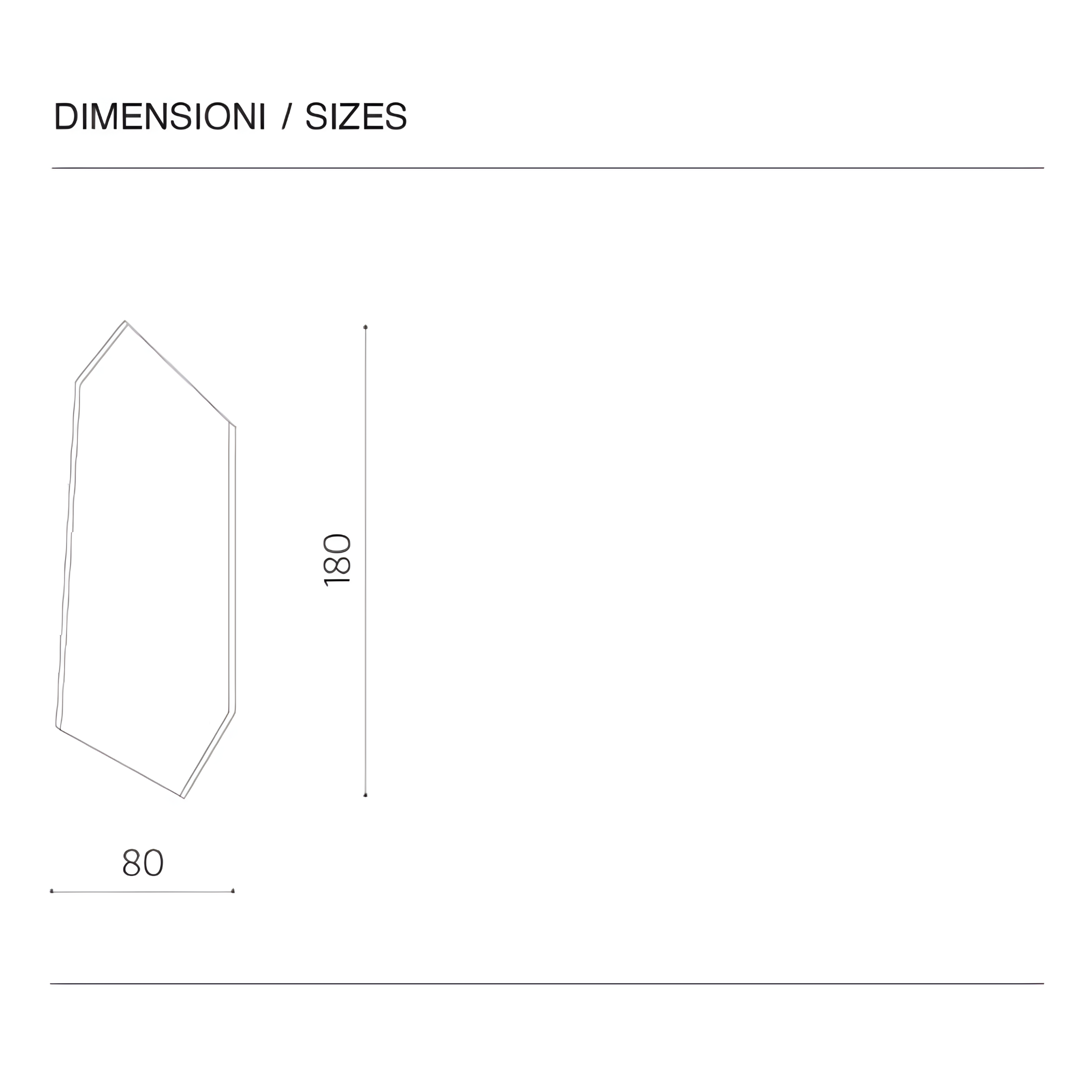 Specchio da parete "Squared" moderno senza cornice cm 80x180h