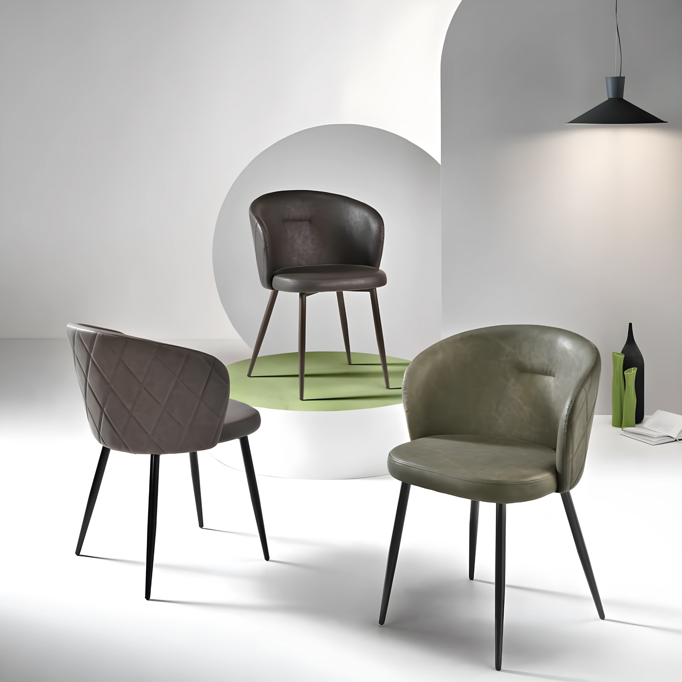 "Boston" dining chair set in eco-leather, 56x55 cm, 78h