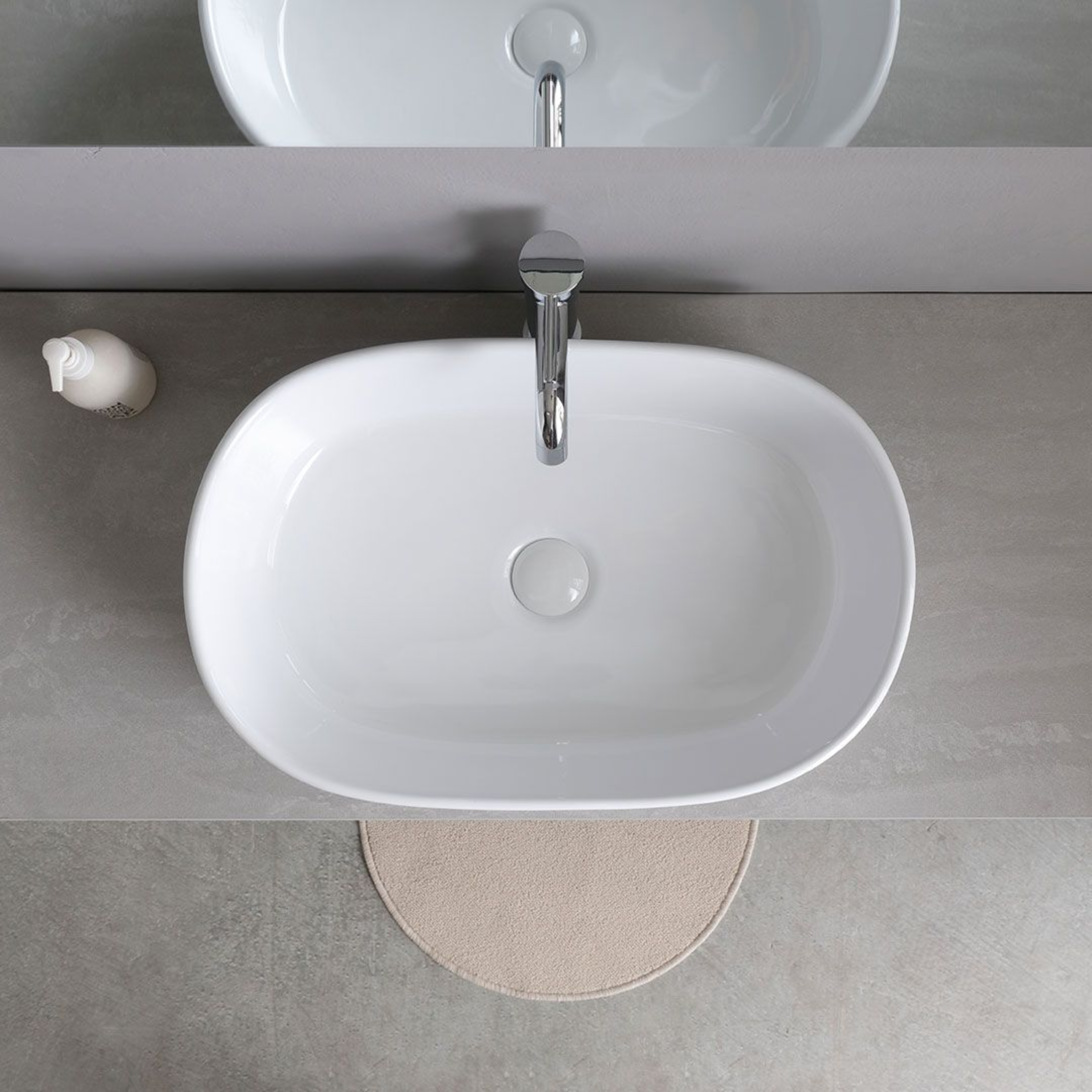 "Samos" 100cm grey wall-hung bathroom cabinet with oval ceramic sink and single mirror