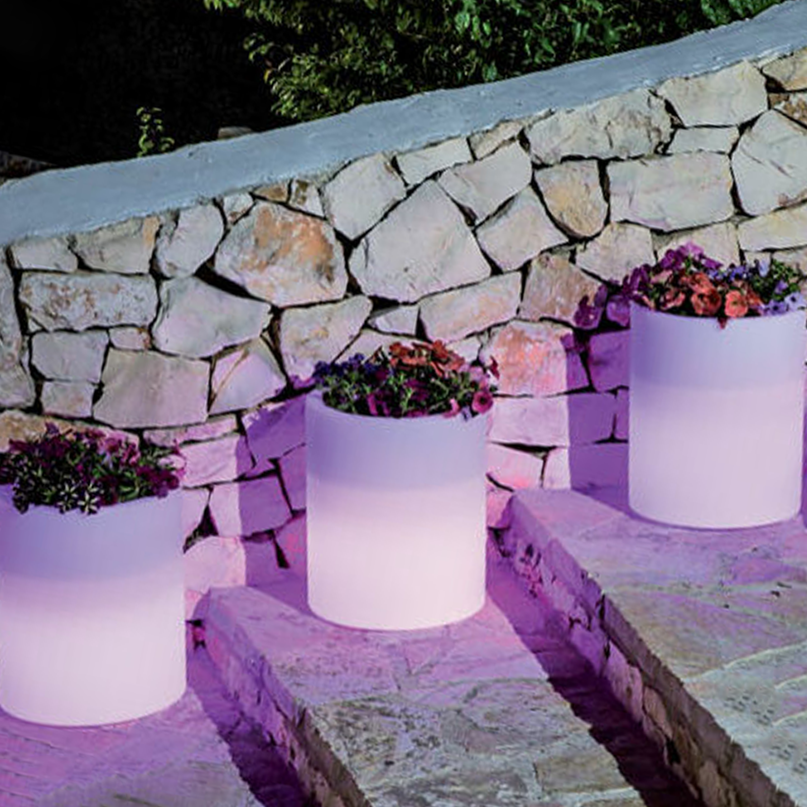 Vaso tondo con luce Led bianca modello Venusio Ø 40 cm 50h