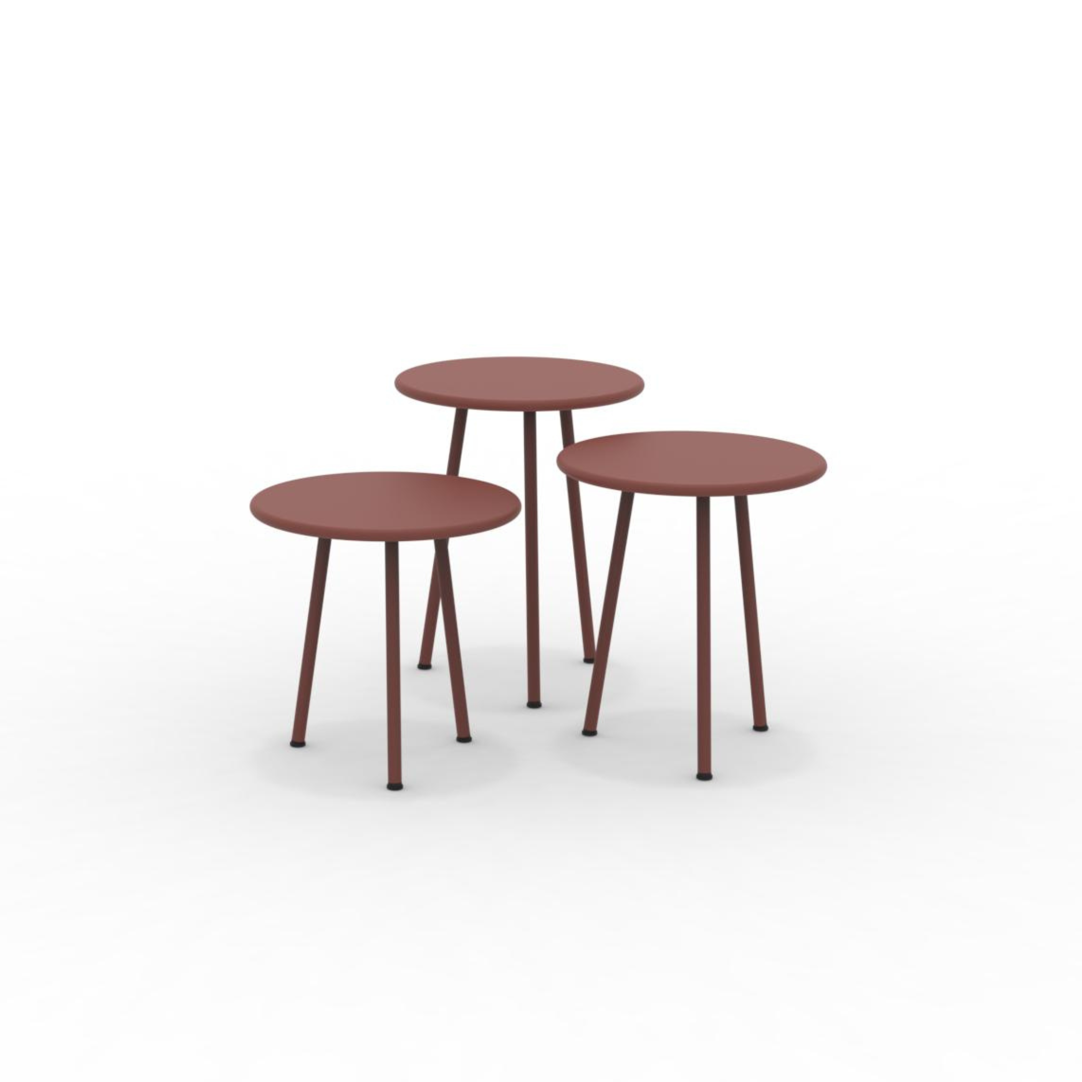 Set of 3 "Daisy" metal coffee tables for the garden, 40x40 cm