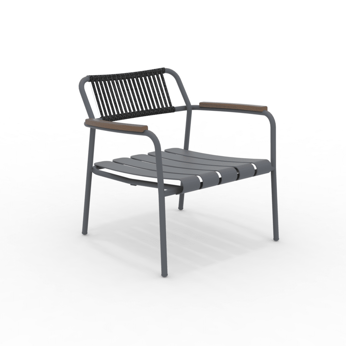 Poltrona bassa con schienale in corda "Verdea Rope" sedia lounge da giardino cm 74x70 74h - MondoViro