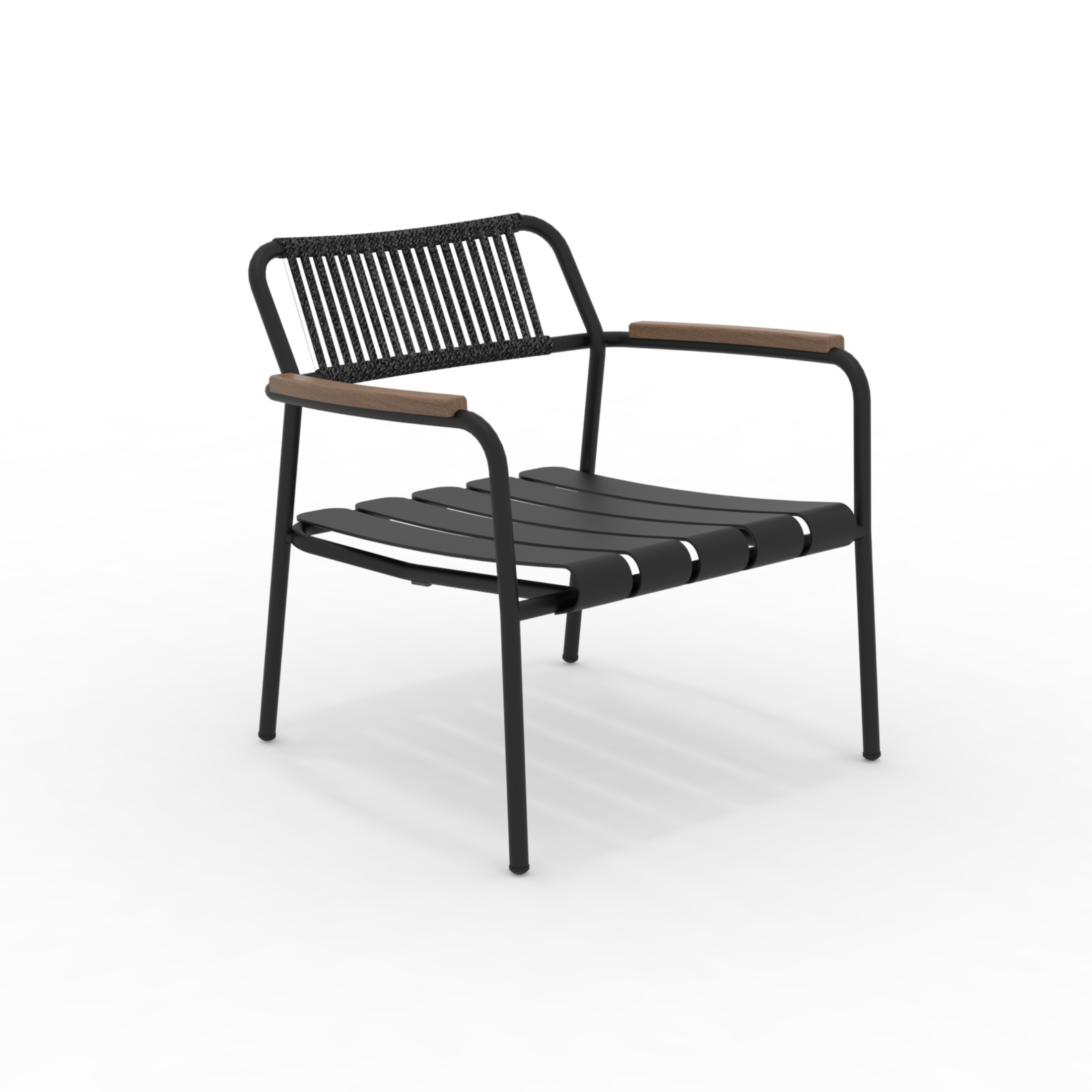 Low armchair with rope backrest "Verdea Rope" garden lounge chair 74x70 cm 74h
