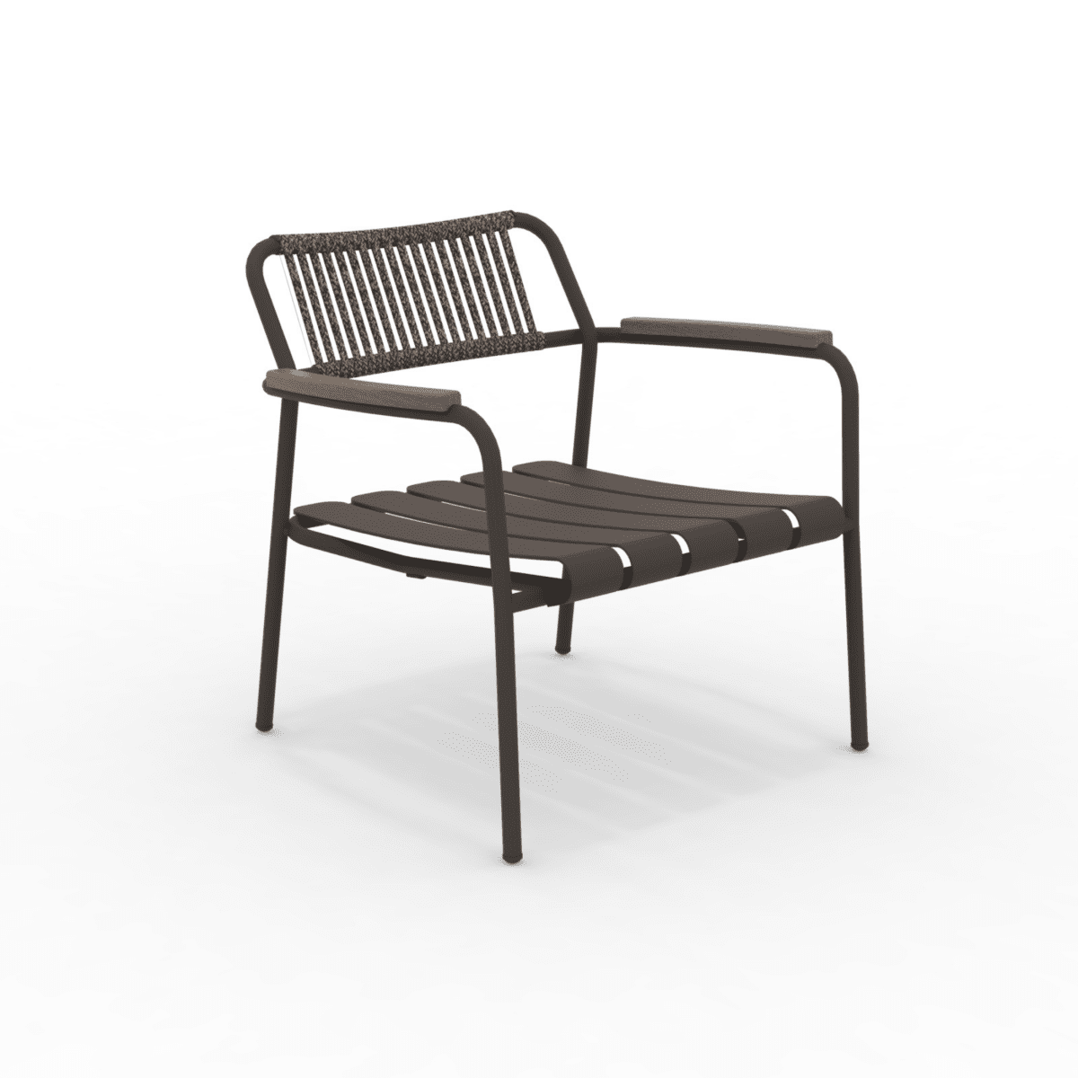 Poltrona bassa con schienale in corda "Verdea Rope" sedia lounge da giardino cm 74x70 74h - MondoViro