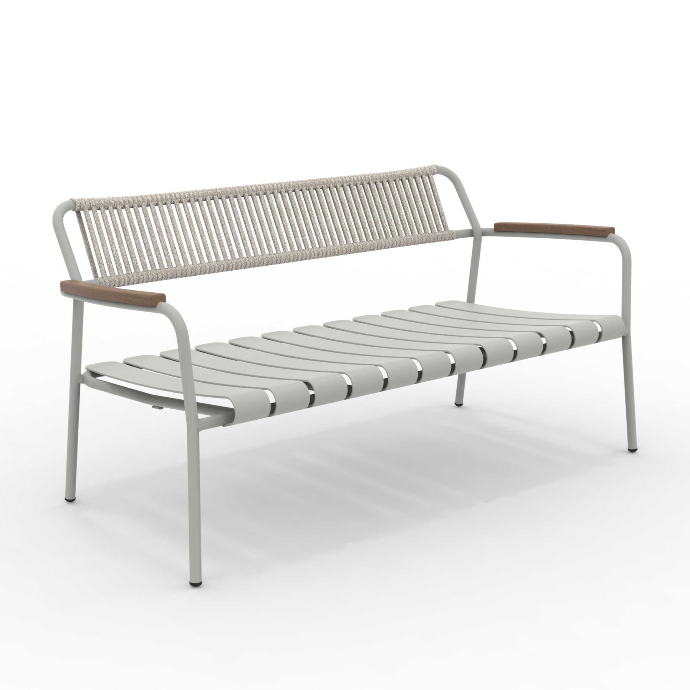 "Verdea Rope" lounge bench with rope backrest, garden sofa, 148x70 cm, 74h