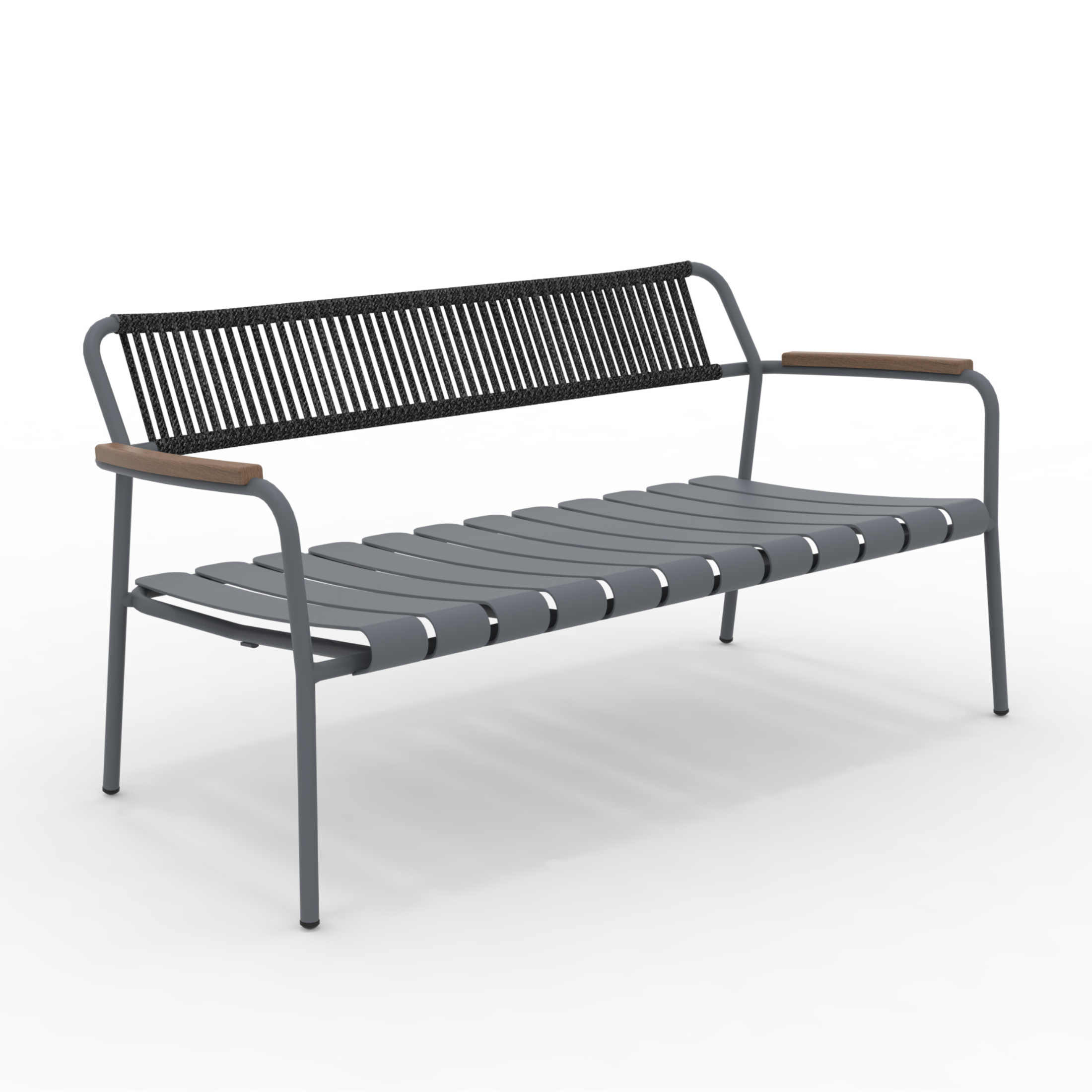 "Verdea Rope" lounge bench with rope backrest, garden sofa, 148x70 cm, 74h