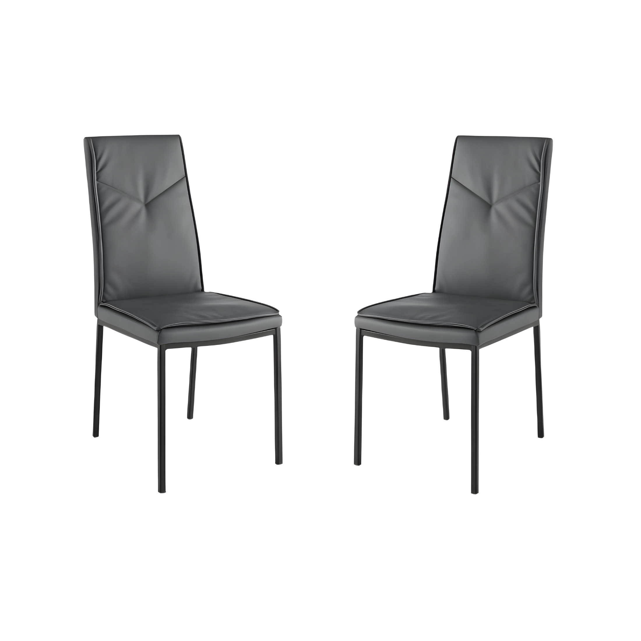 Set of "Giselle" dining chairs in eco-leather with metal base, 42x60 cm, 100 cm high.
