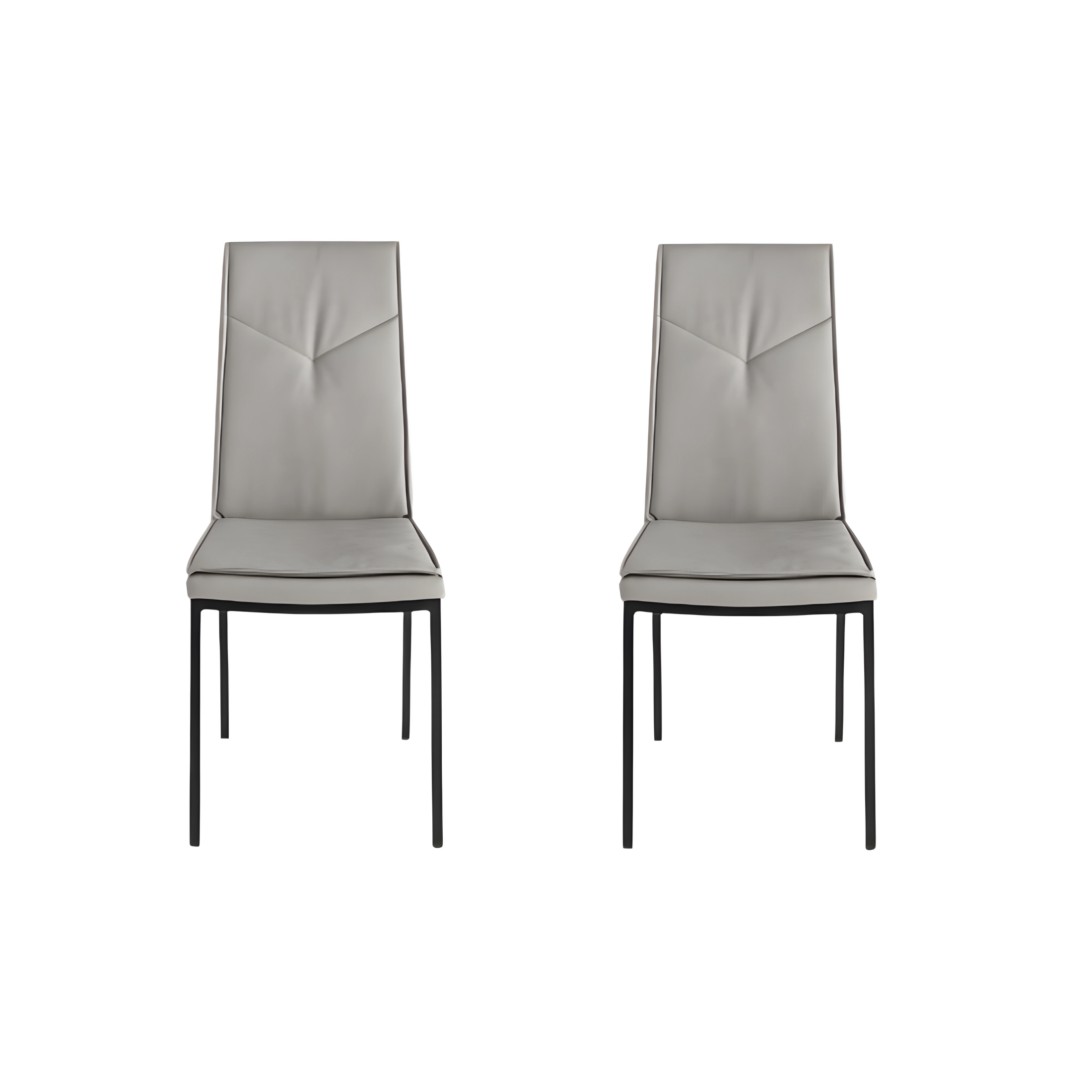 Set of "Giselle" dining chairs in eco-leather with metal base, 42x60 cm, 100 cm high.
