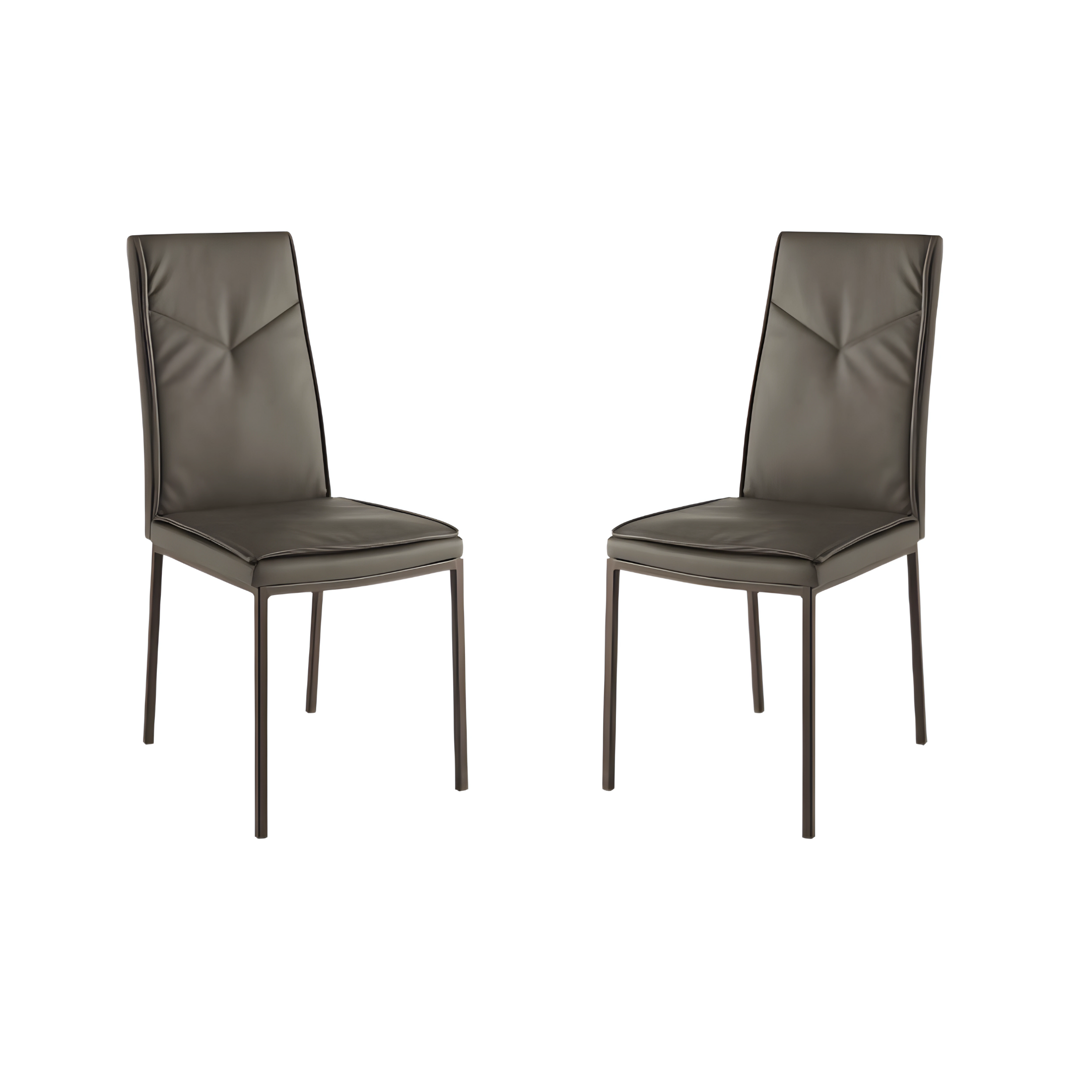 Set of "Giselle" dining chairs in eco-leather with metal base, 42x60 cm, 100 cm high.