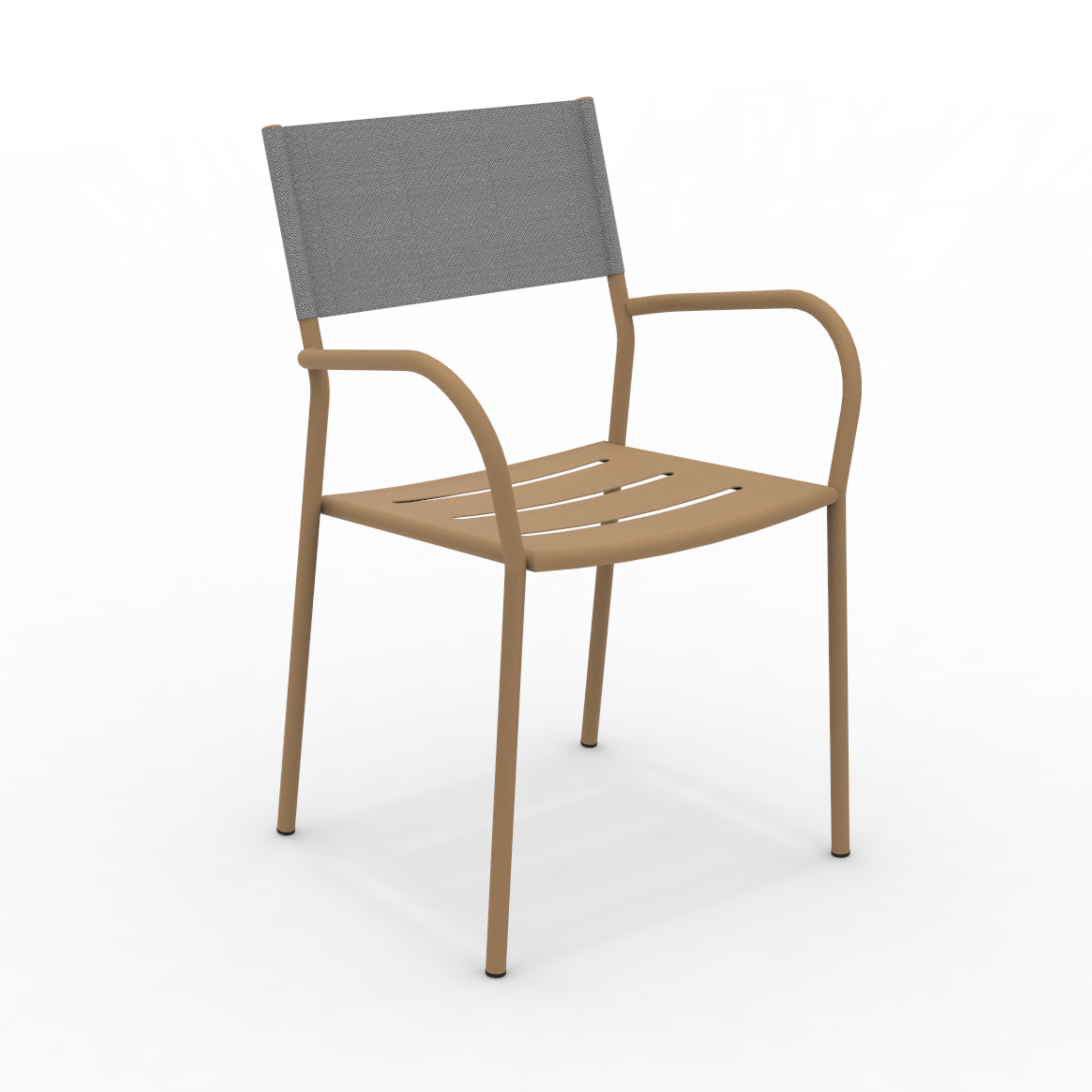 Set of "Vera" stackable garden chairs in metal and backrest in fabric, 56x50 cm, 86h
