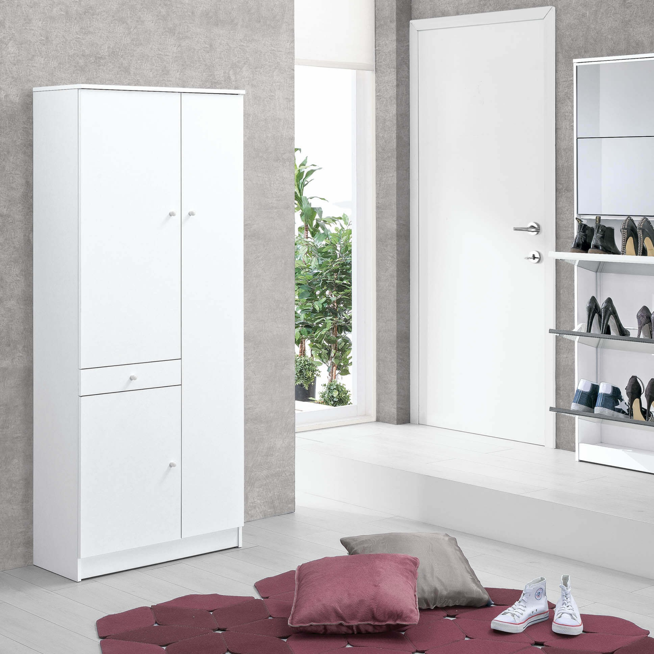 Wooden cabinet with 3 doors and 1 drawer, "Vanity" cm 77x34 147h