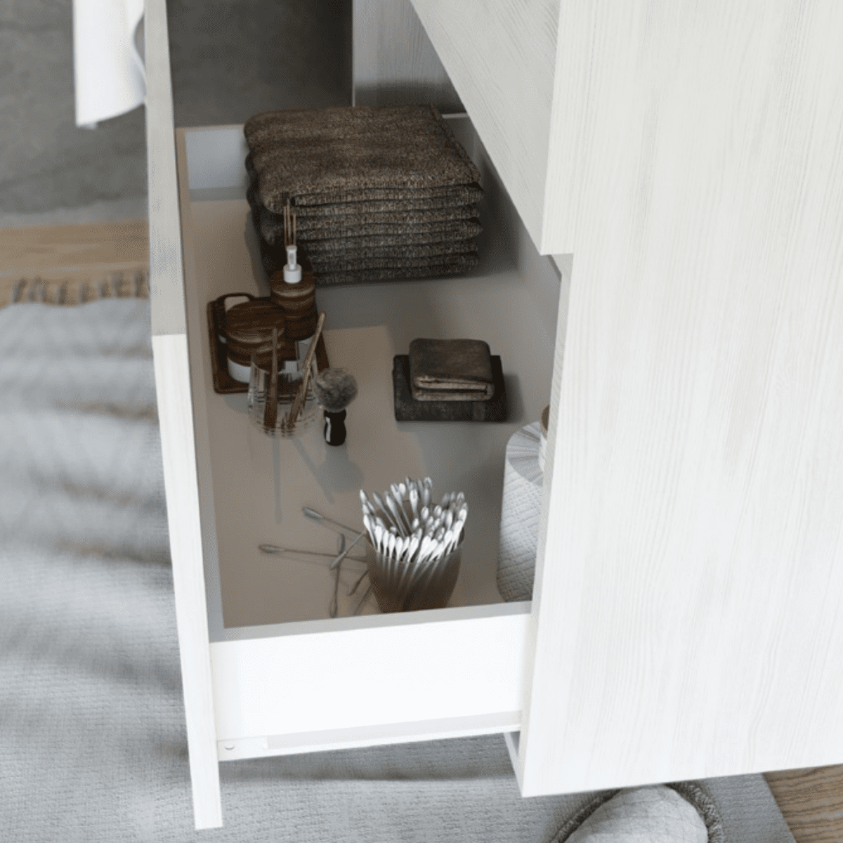 Mobile da bagno sospeso moderno "Velira" con lavabo integrato e specchio LED - MondoViro