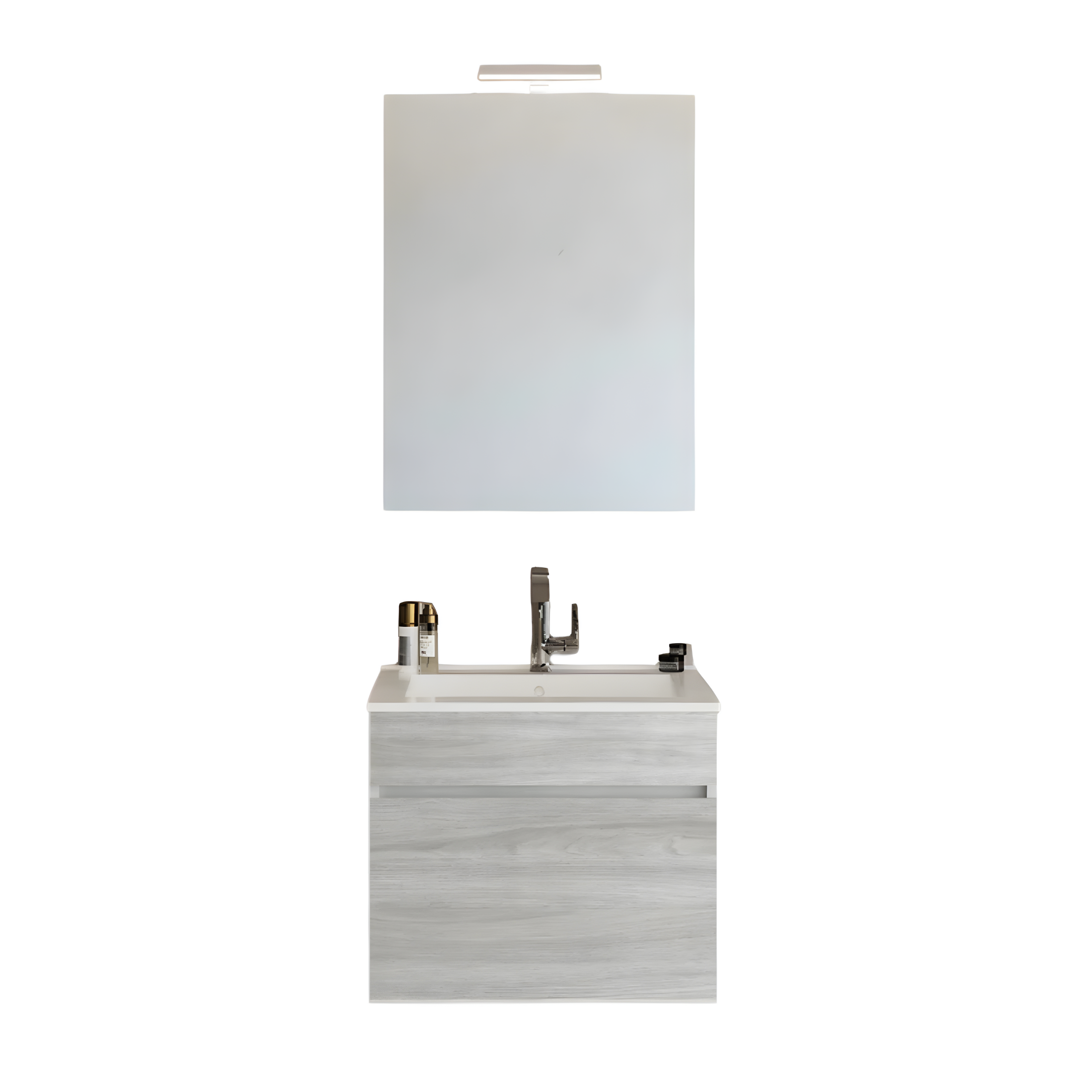 Modern wall-hung bathroom cabinet "Velira" with integrated sink and LED mirror