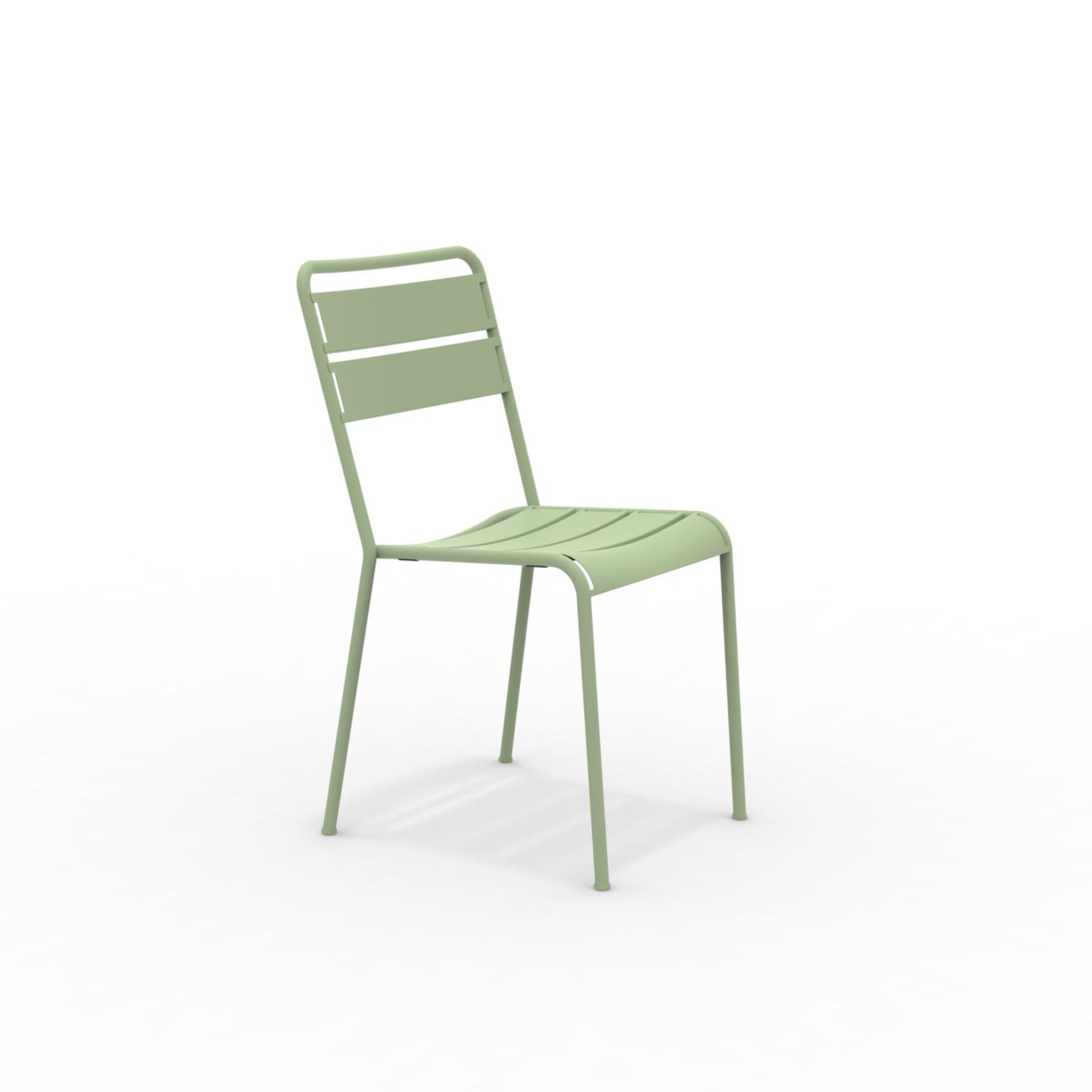 Set of modern and stackable "Twist" painted metal garden chairs, 45x57 cm, 86 cm high.