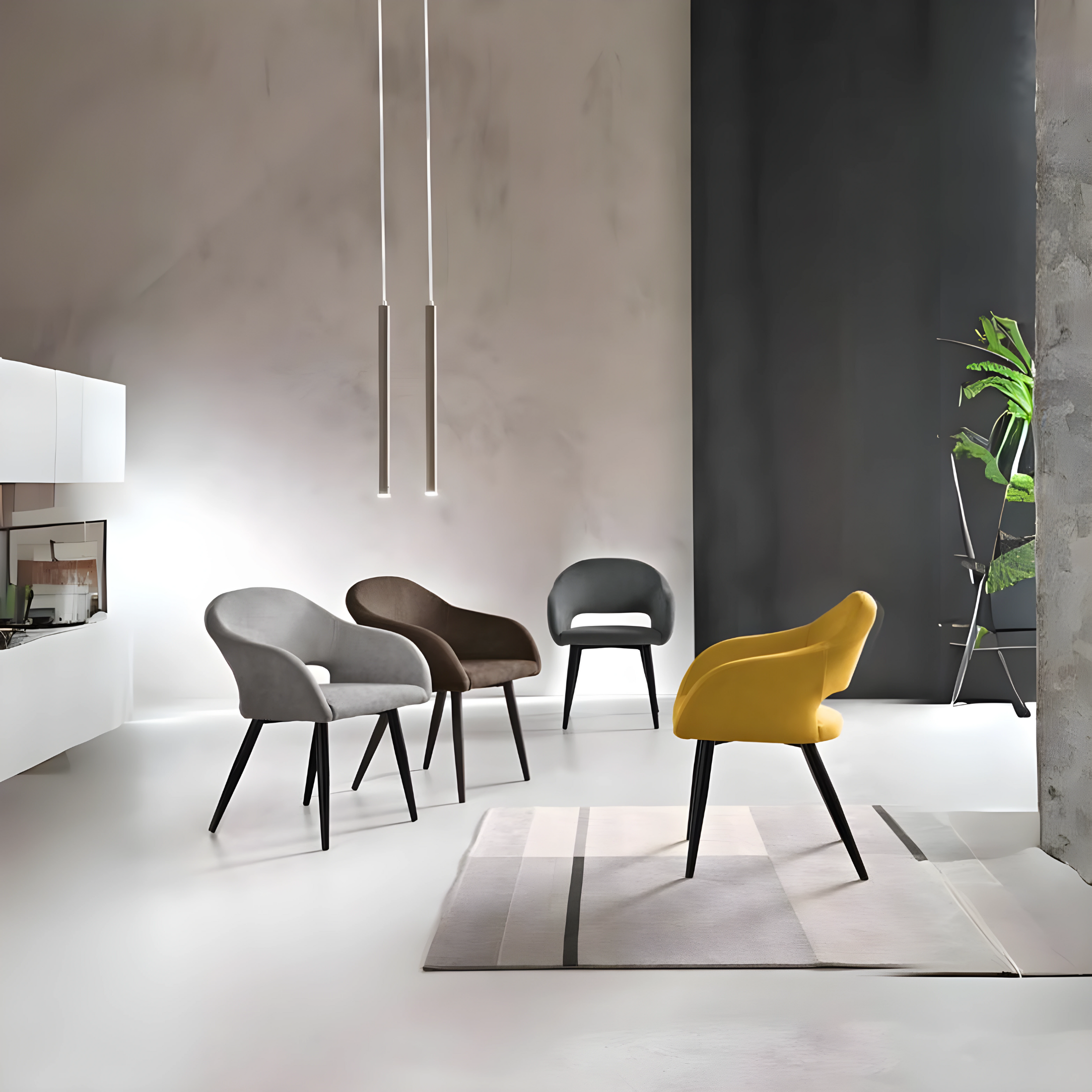 Set of modern dining chairs "Anita" padded in fabric cm 58x48 75h