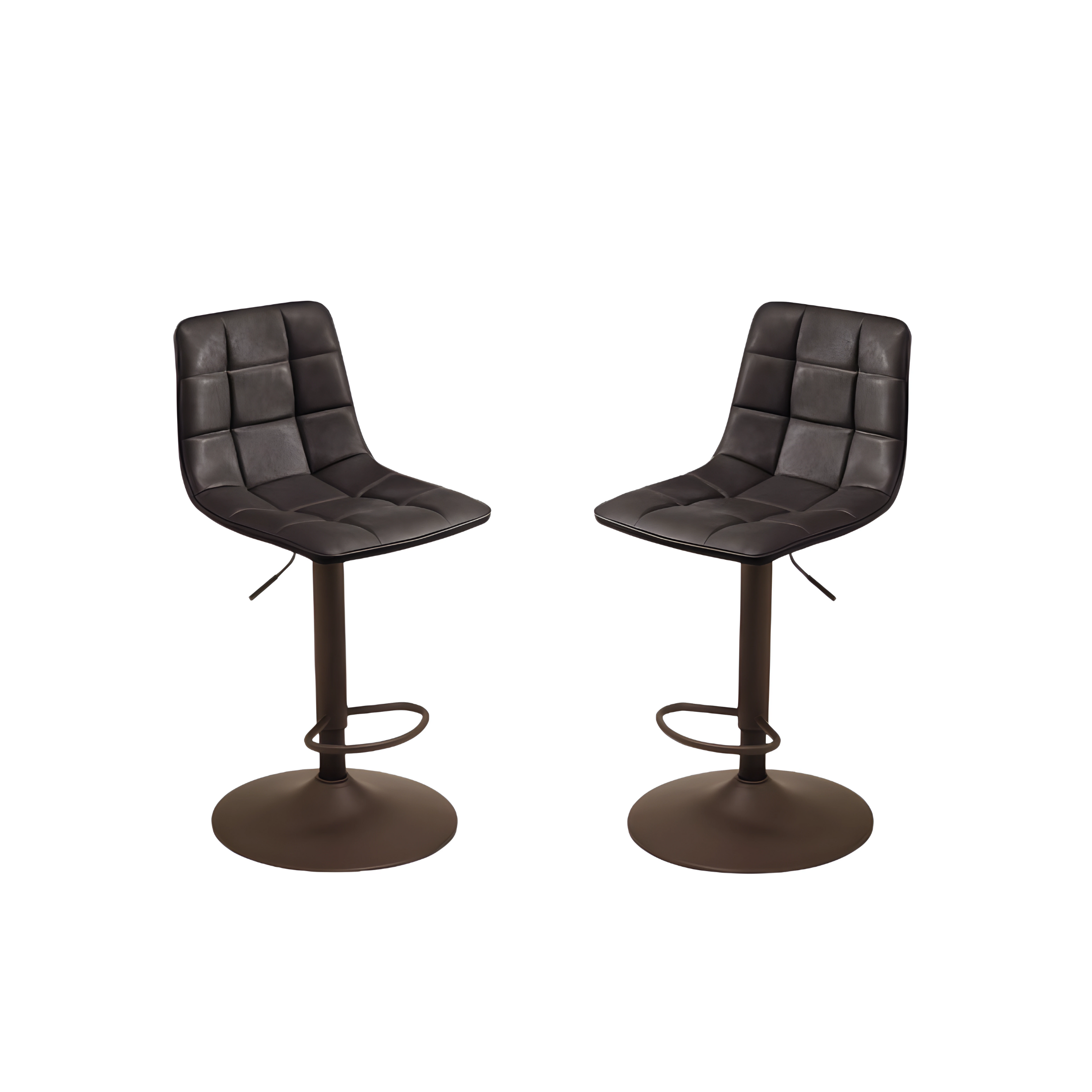 Set of "Siviglia" stools in painted metal and seat in soft touch eco-leather, 45x45 cm, 91h