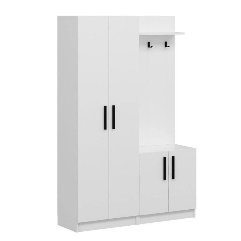 Armadio appendiabiti ingresso "Dante" bianco 4 ante in legno cm 120x37 180h - MondoViro