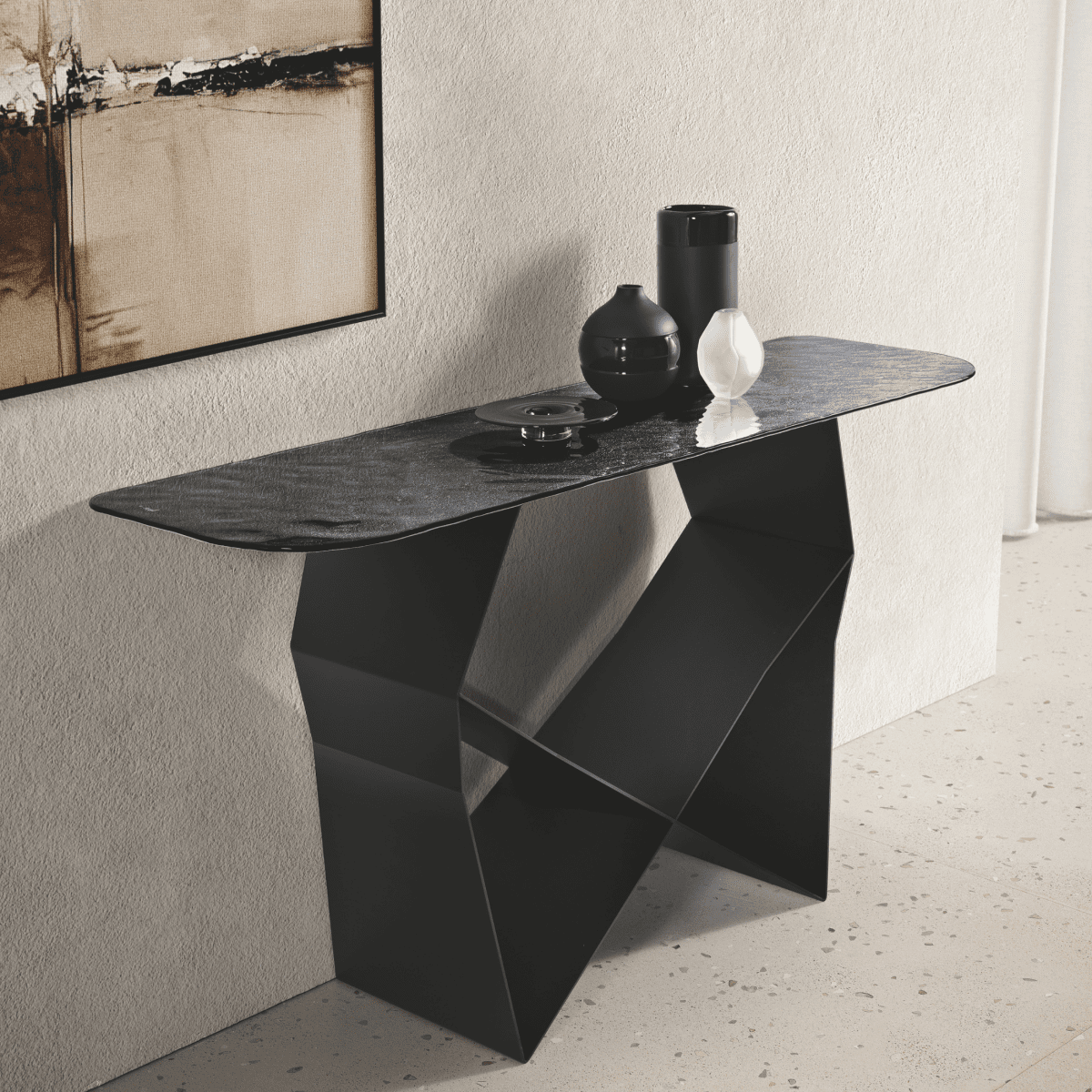 Consolle "Forma" con base in metallo verniciato cm 140x40 76h - MondoViro