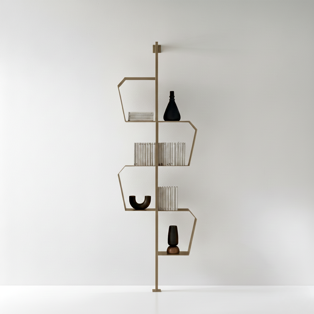 "Biblio" vertical bookcase made of painted metal with adjustable foot and wall fixing