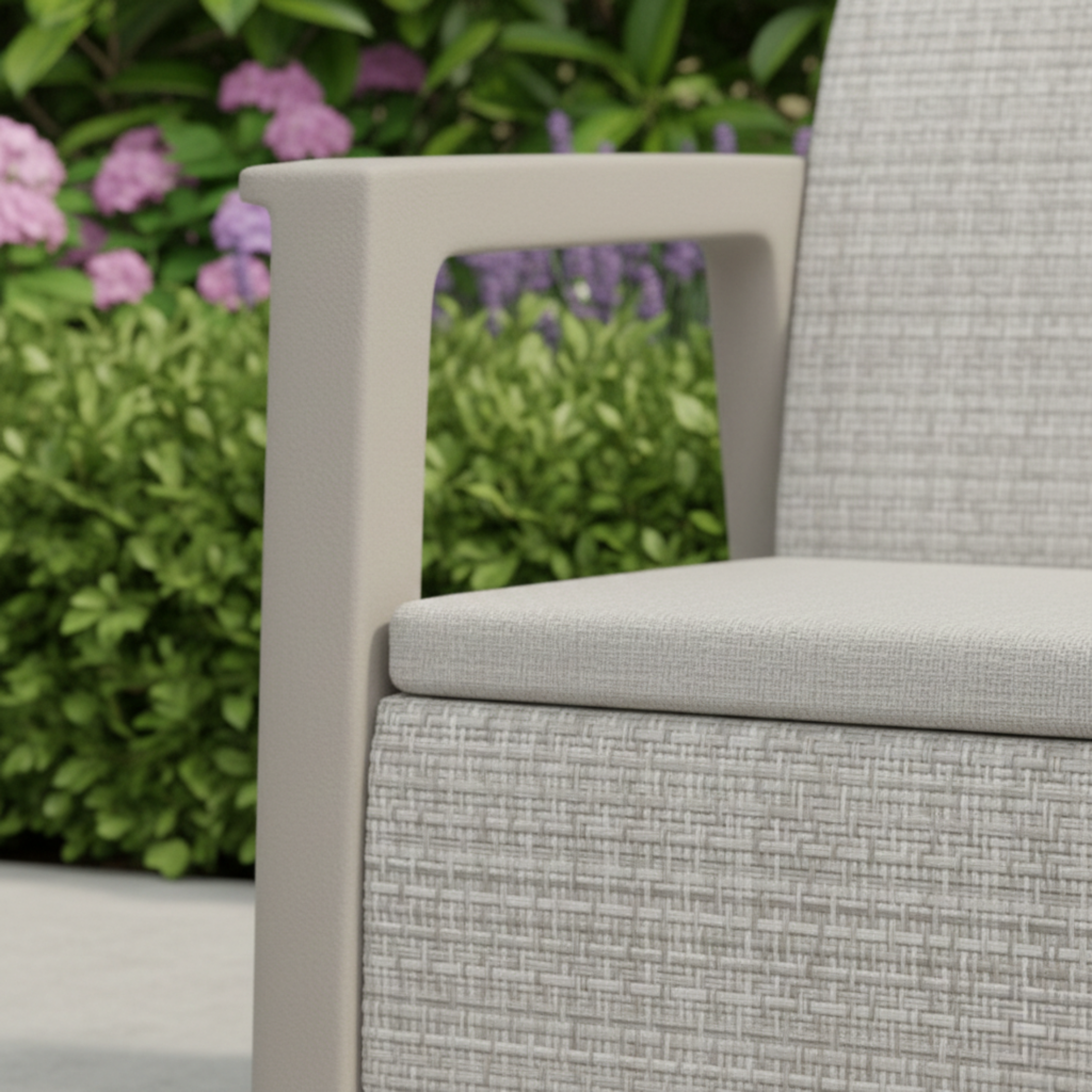 Set salottino da esterno "Fioralba" con 2 poltrone, divano e tavolino contenitore