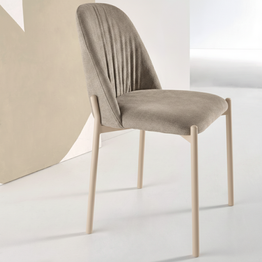 Set of "Nova" chairs upholstered in fabric with metal frame cm 47x56 86h