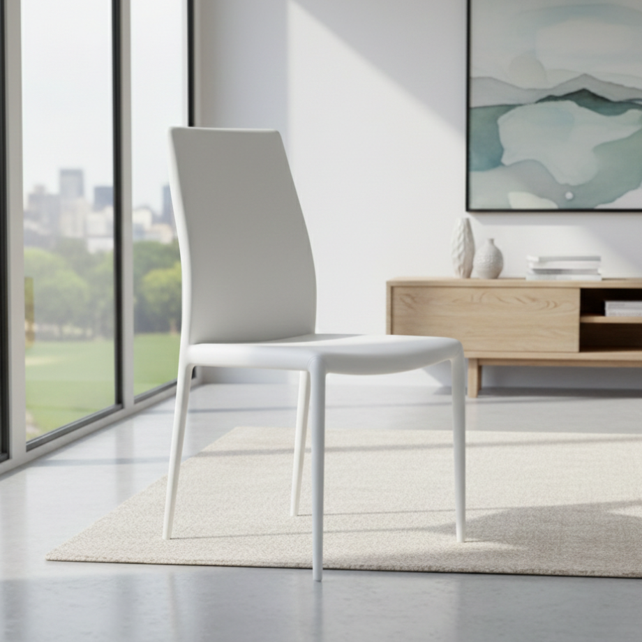 Set of "Impero" faux leather chairs with matching upholstered frame, 53x43 cm, 90h