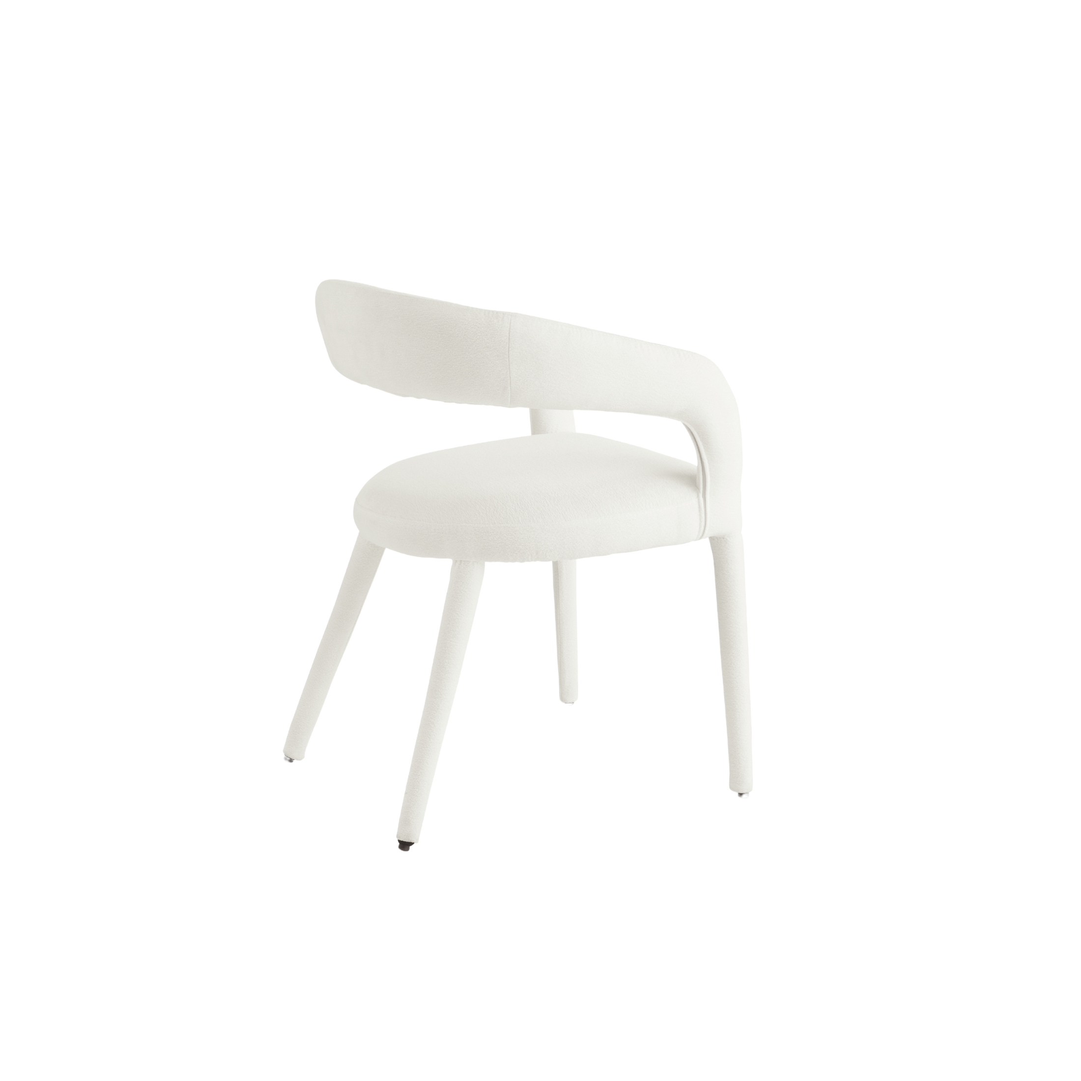 Set of "Voltris" chairs upholstered in bouclé fabric with fabric-covered legs, 55x57 cm, 76h