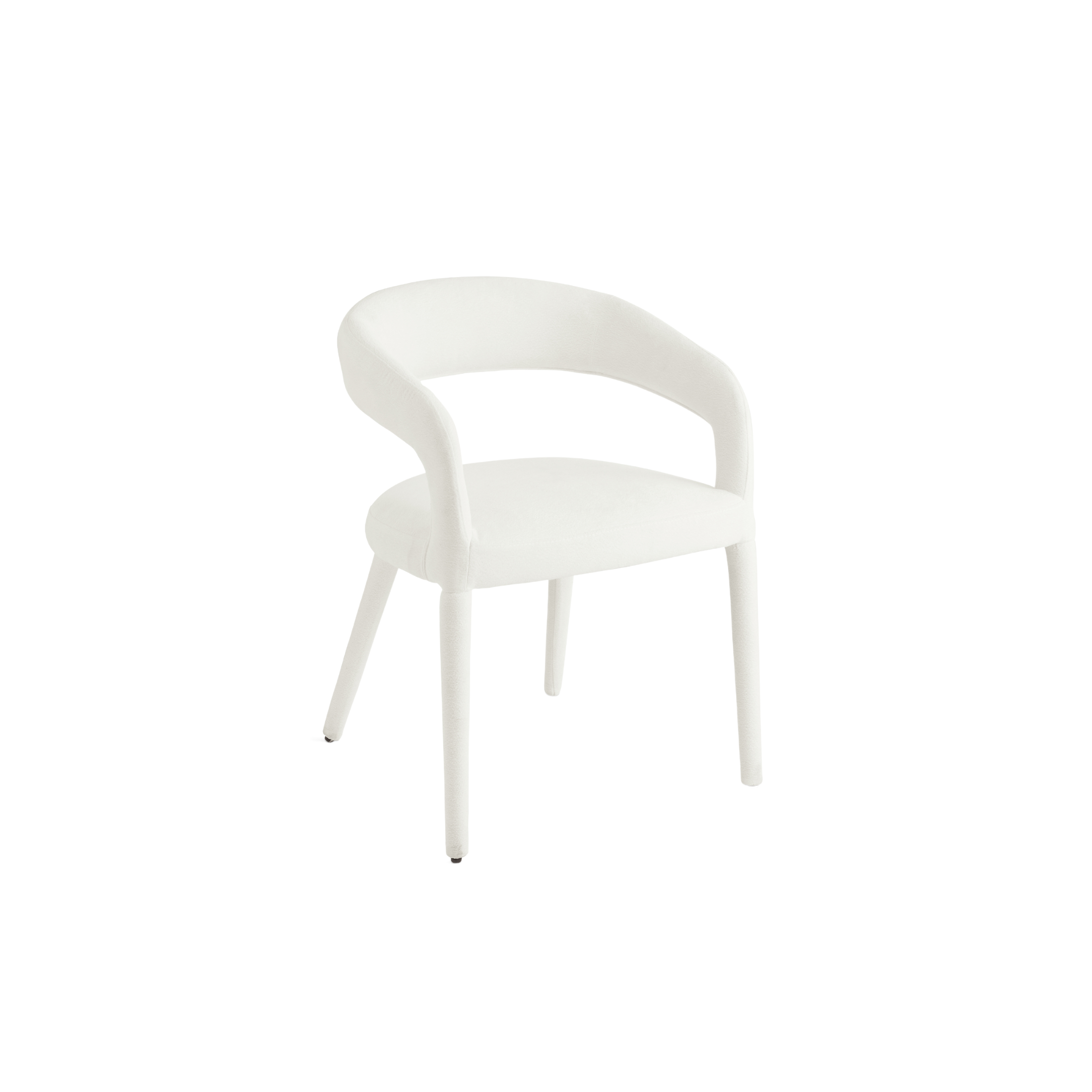 Set of "Voltris" chairs upholstered in bouclé fabric with fabric-covered legs, 55x57 cm, 76h