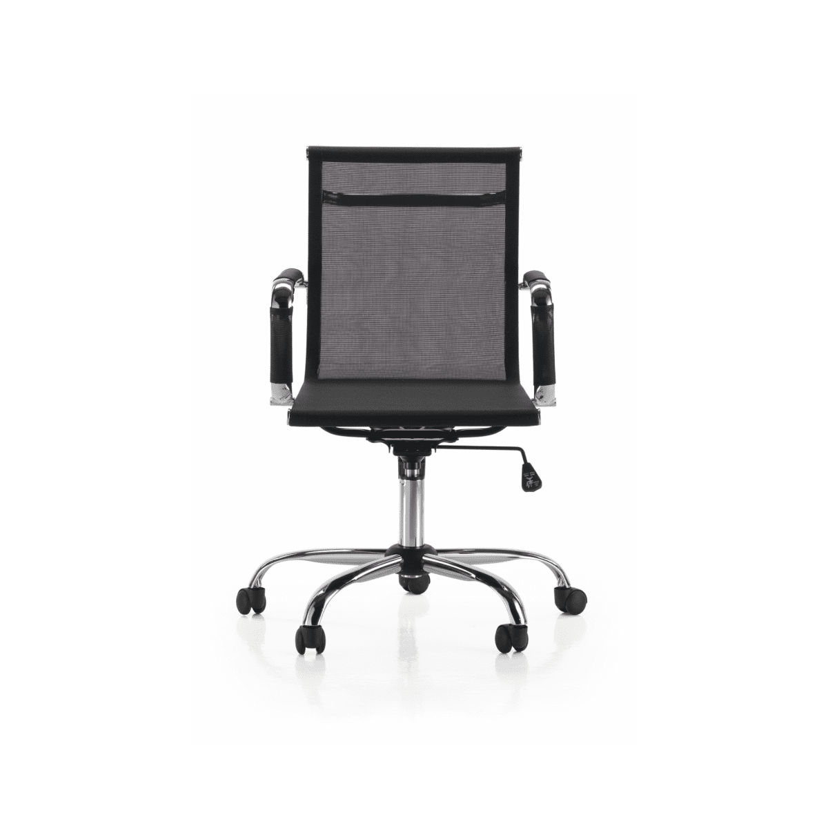 Sedia da ufficio in tessuto retinato "Andrea" con base e braccioli in metallo cromato - MondoViro