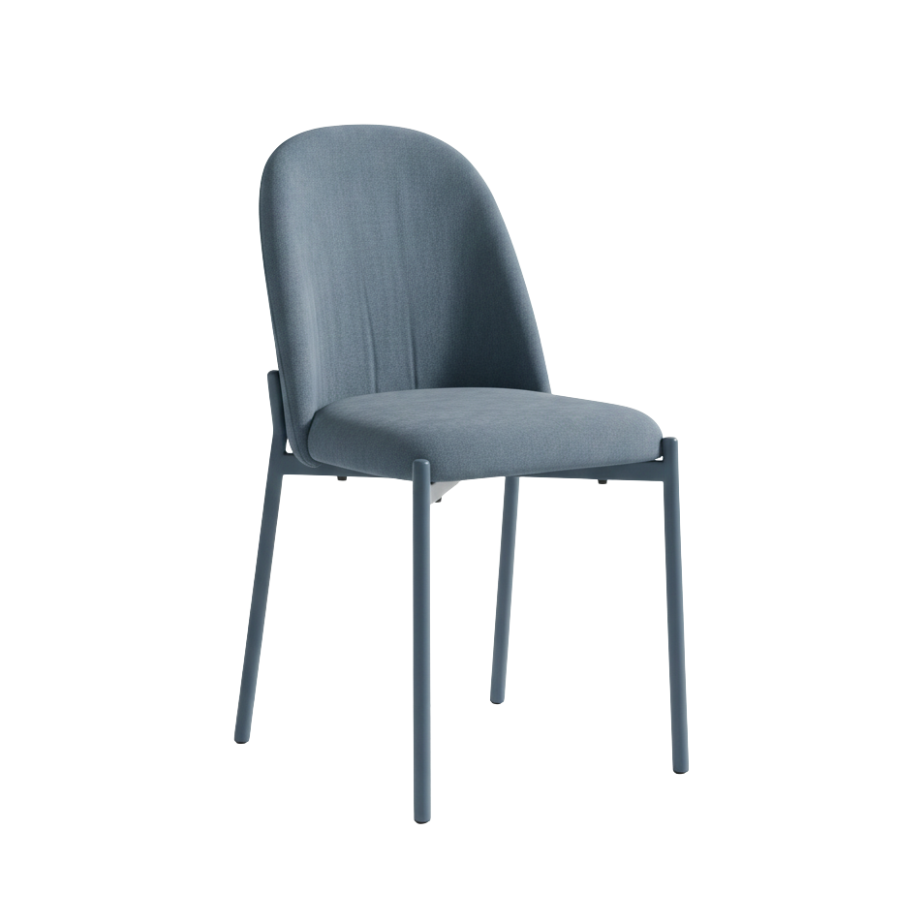 Set of "Nova" chairs upholstered in fabric with metal frame cm 47x56 86h