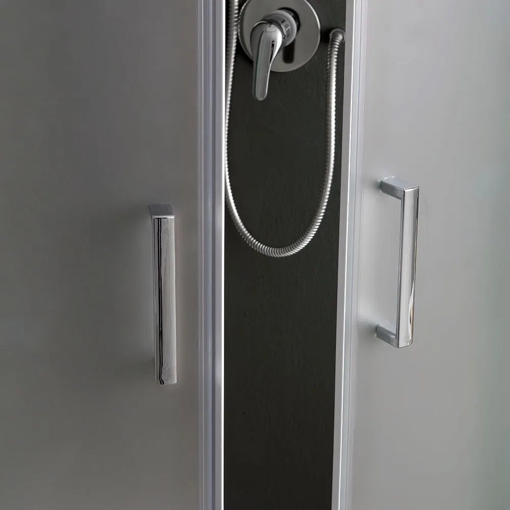 Box doccia angolare scorrevole semicircolare "Genova" in vetro temperato satinato h 185 cm - MondoViro