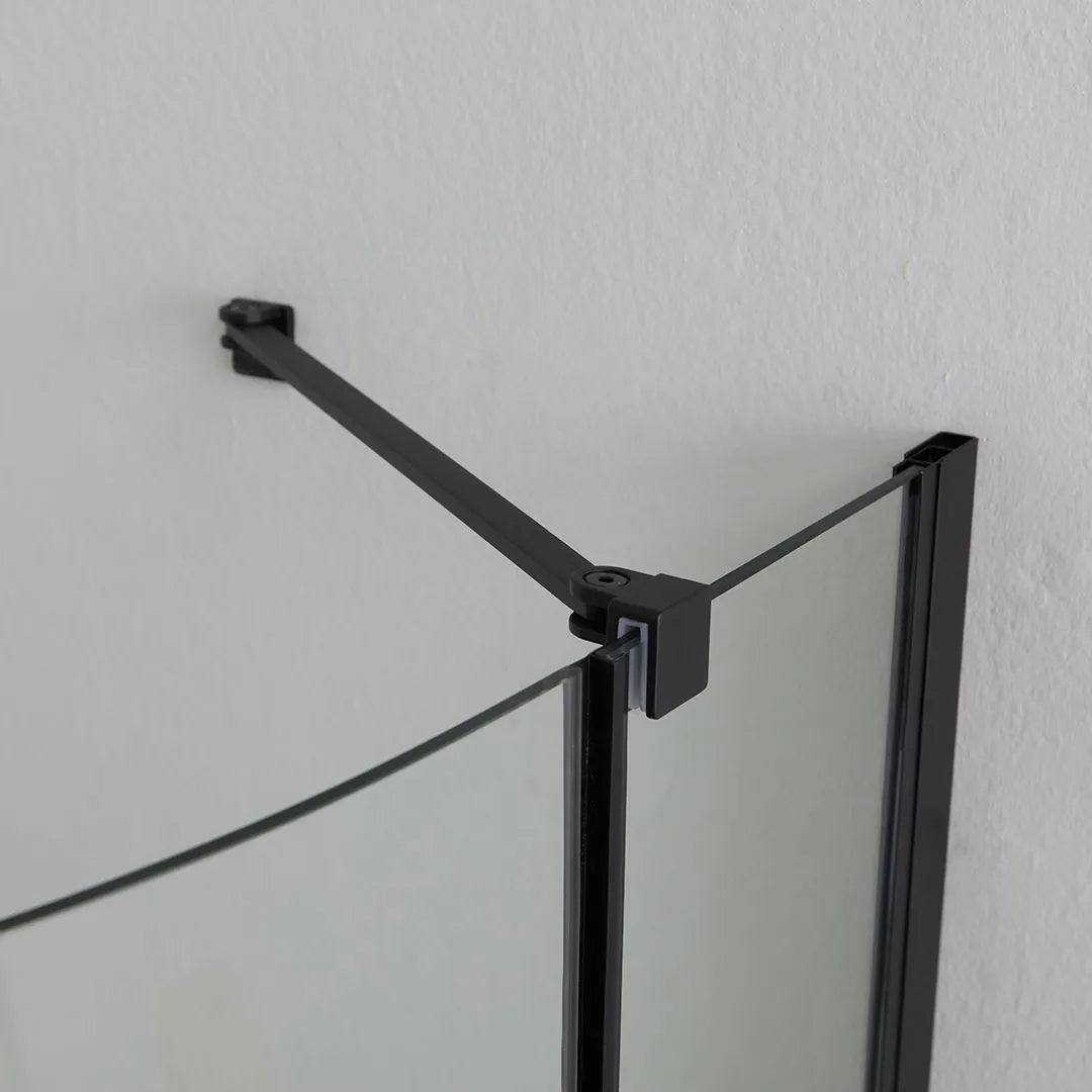 "Lions Two" semicircular corner shower enclosure in matt black glass without profiles