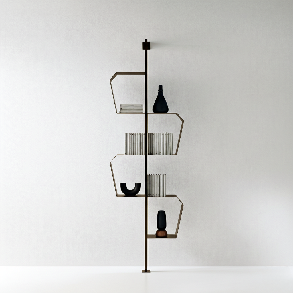 "Biblio" vertical bookcase made of painted metal with adjustable foot and wall fixing