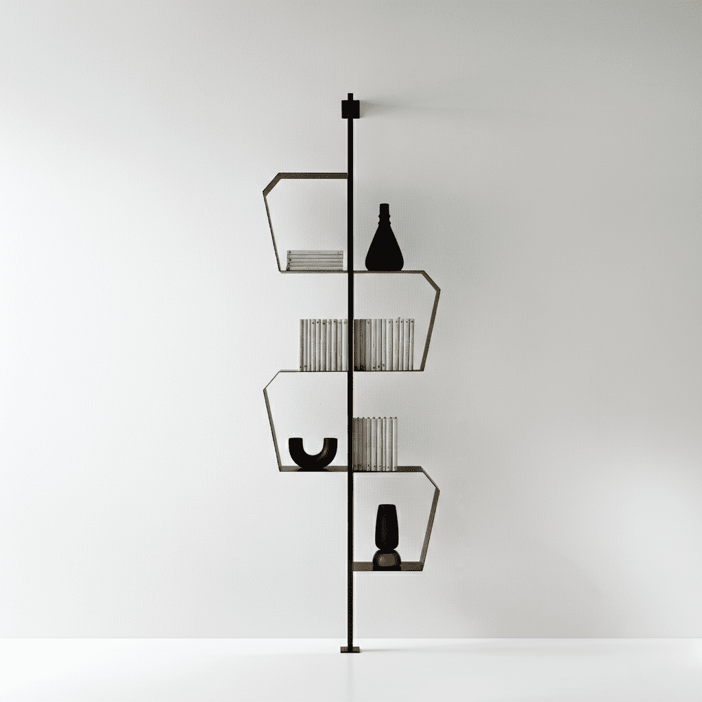 Libreria verticale "Biblio" realizzata in metallo verniciato con piedino regolabile con fissaggio a muro - MondoViro