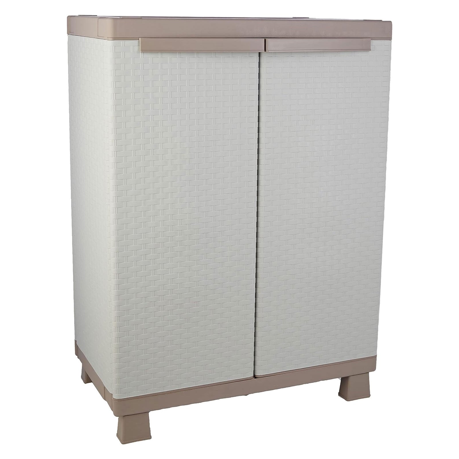 "C-Rattan" grey outdoor broom cupboard with 2 plastic doors and shelves