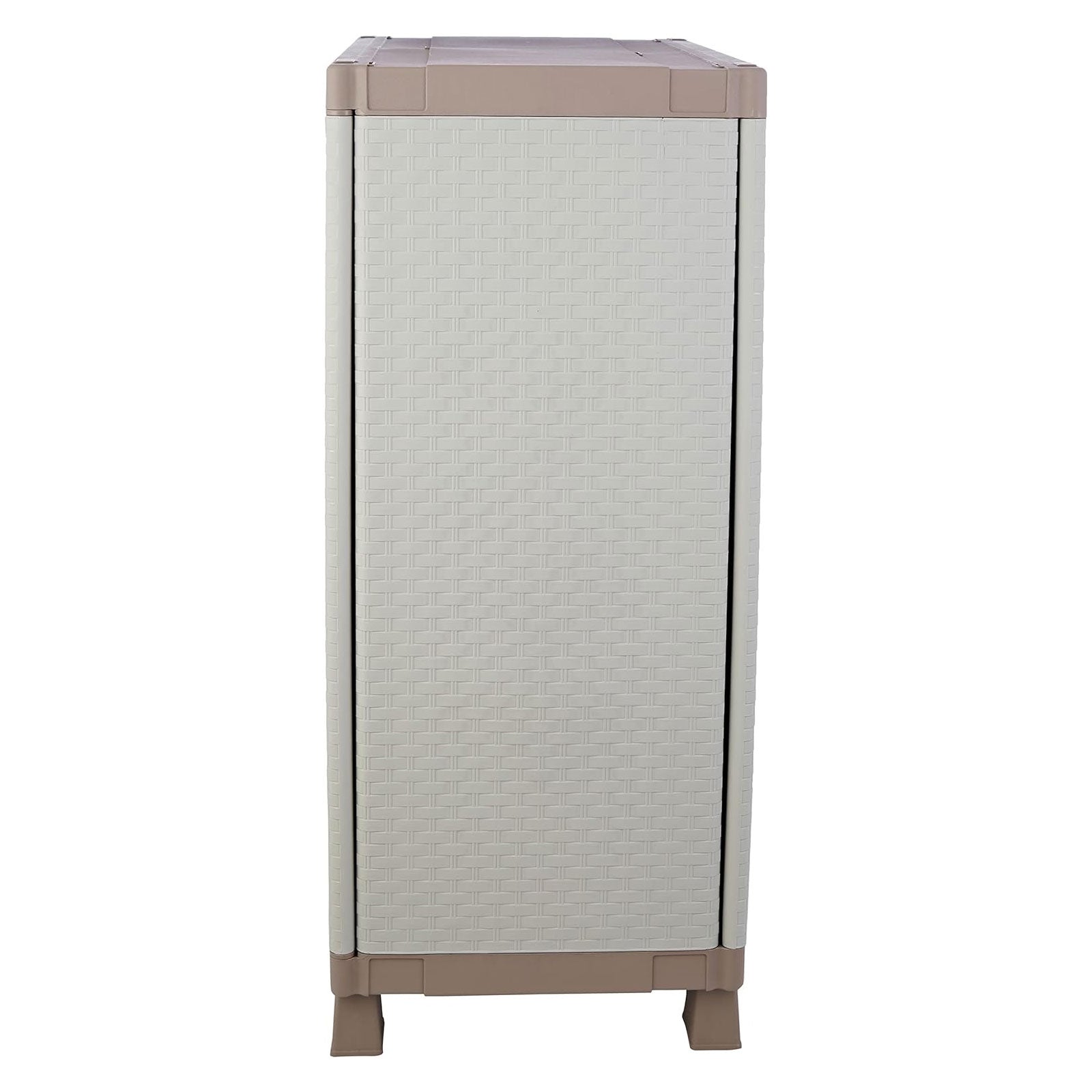 "C-Rattan" grey outdoor broom cupboard with 2 plastic doors and shelves