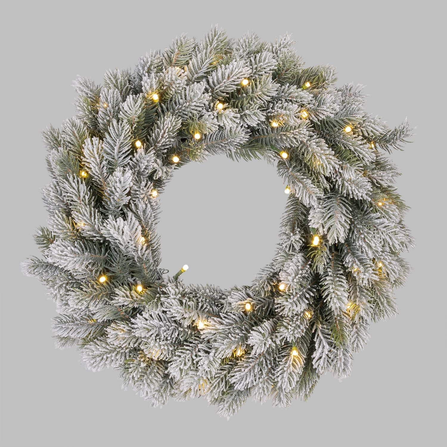 Snowy "Wreath" wreath in PE Real Touch effect Ø 50 cm with integrated LEDs