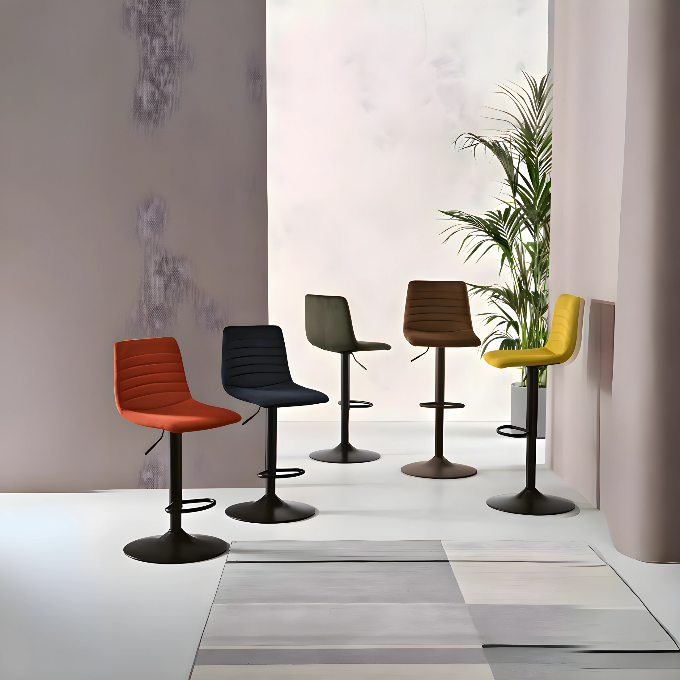 Set of "Leo" reed fabric stools for living room, 45x45 cm, 90 cm high