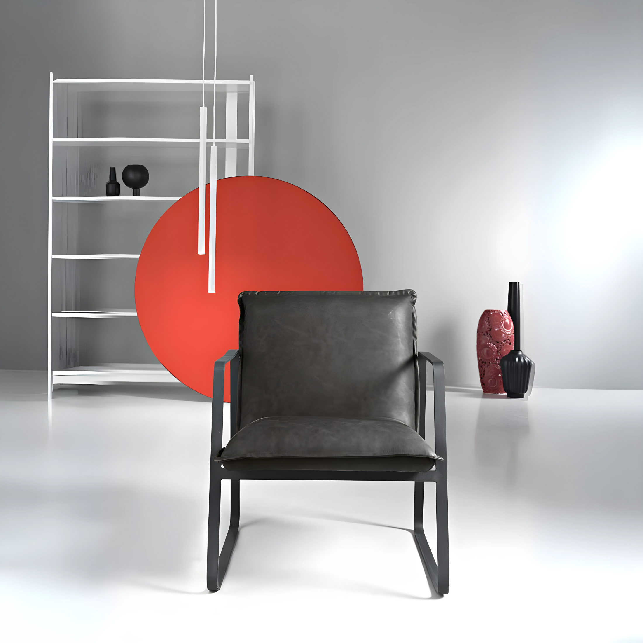 "Ego" eco-leather armchair with painted metal frame, 68x65 cm, 78h