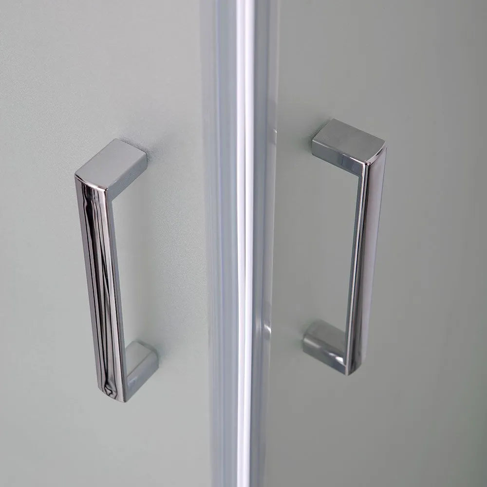 "Genova" modern sliding shower enclosure in satin tempered glass, 185 cm high