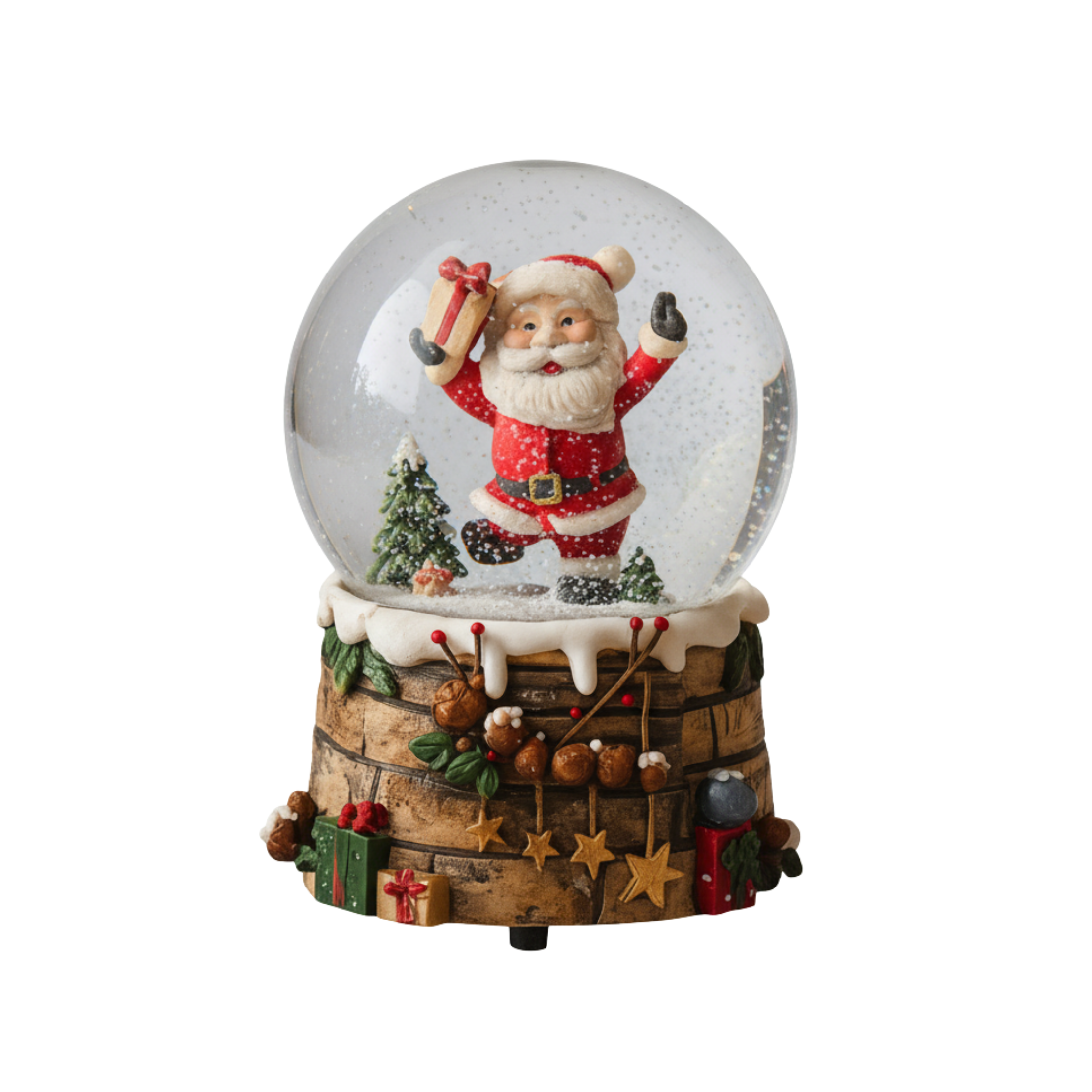 Santa Claus Water Globe with Music Box for Snow Effect Christmas Decorations