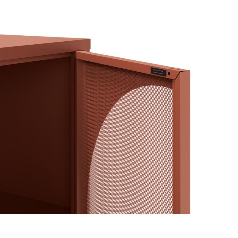 Modern 4-door metal sideboard "Tayra" 3-shelf terracotta 160x40 cm 90h