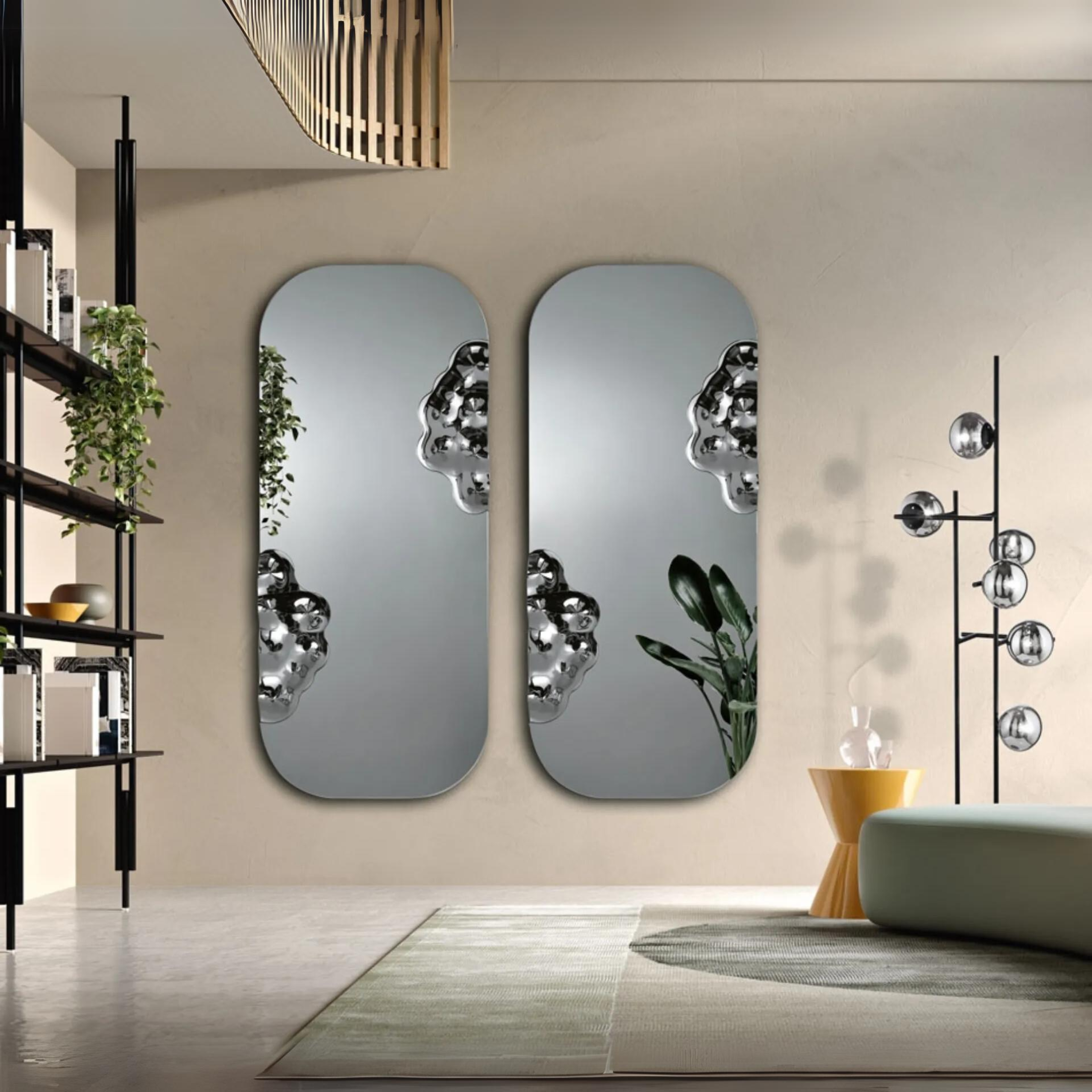 "Imperia" modern shaped mirror with glass insert 80x175 cm h