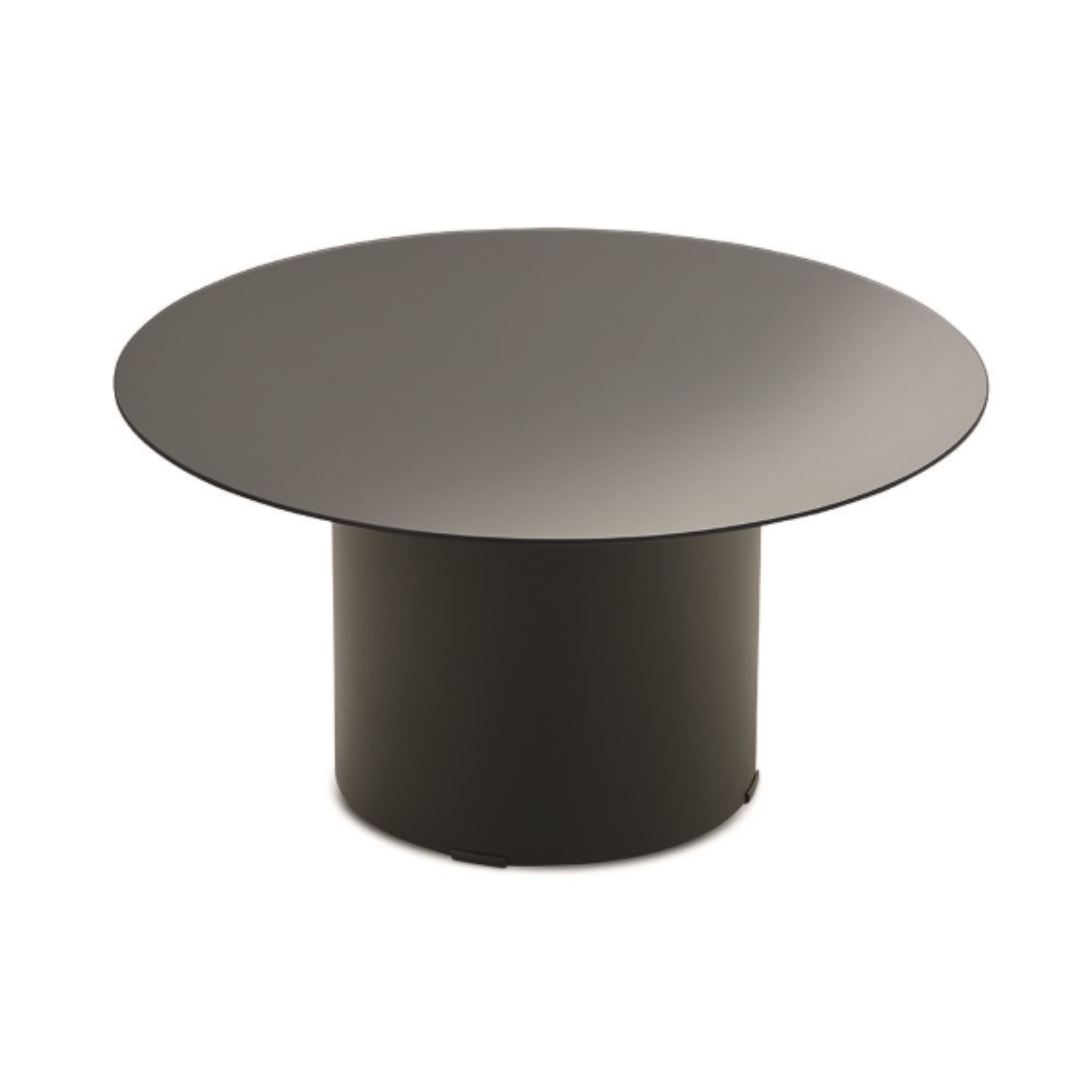 Round "Dixy" coffee table with metal base and glass top
