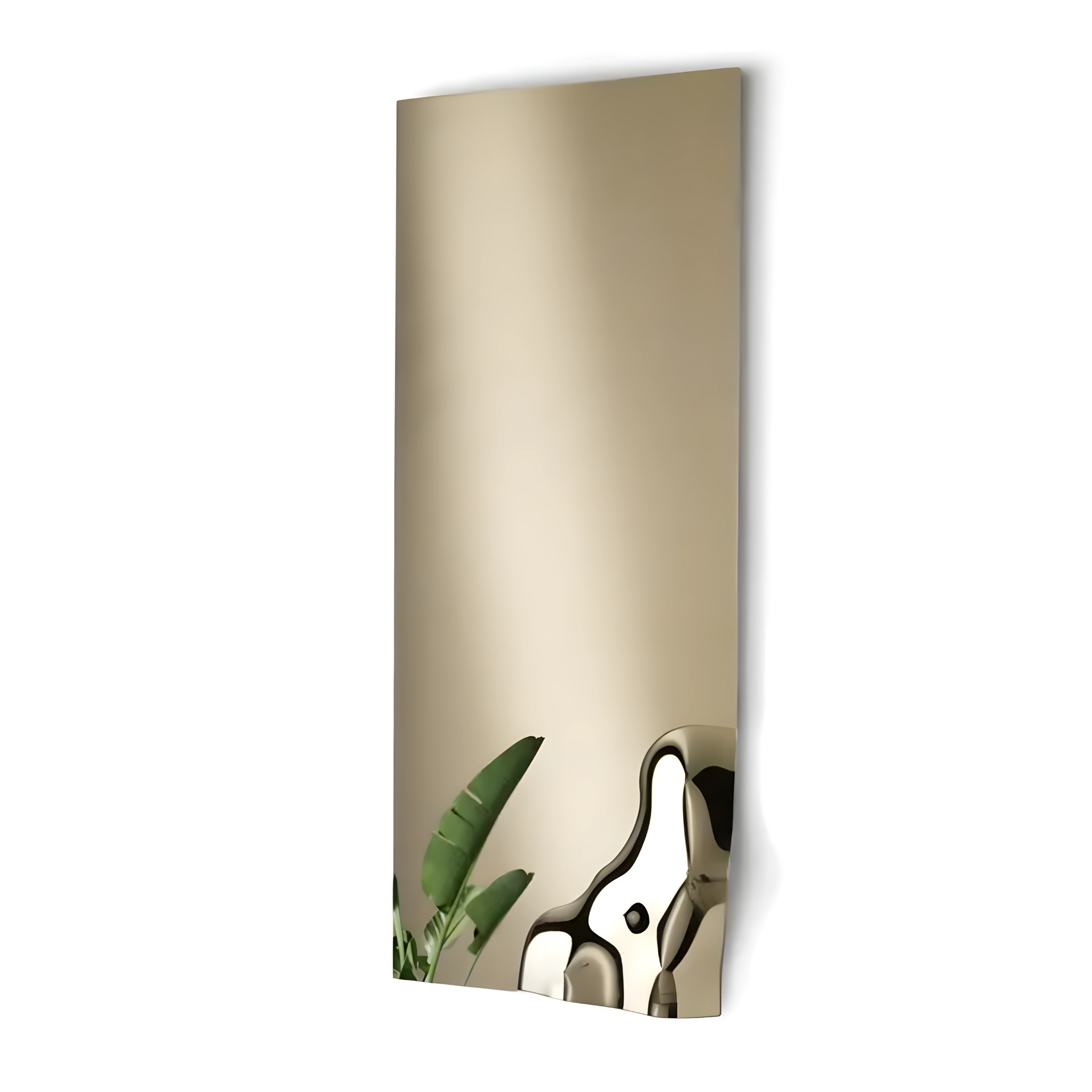 "Letizia" modern rectangular mirror with fused glass corner, 170x68 cm h