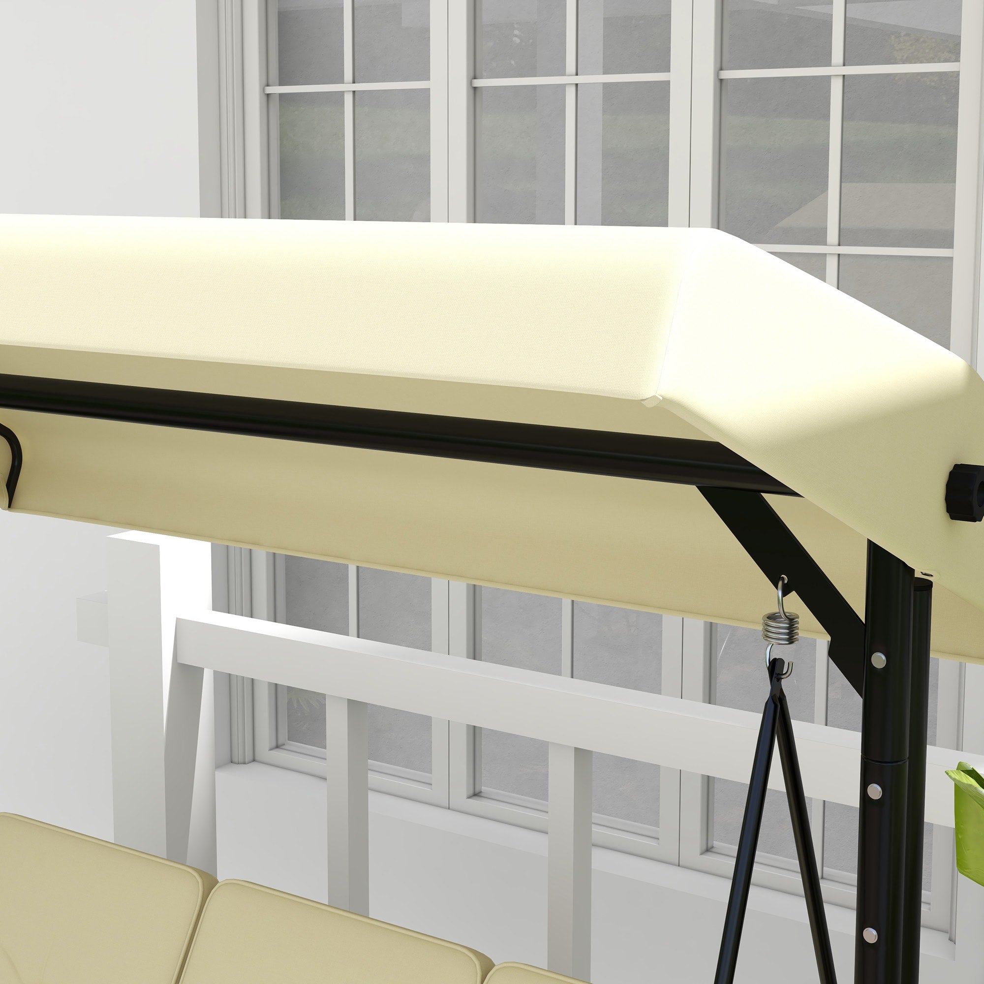 "Bolero" 3-seater dark brown steel garden swing with cover