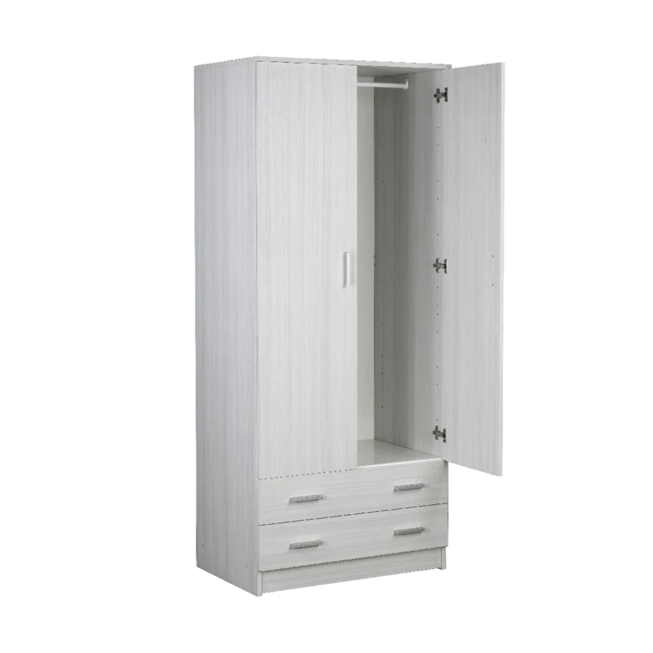 Modern wooden wardrobe "Bozza" with 2 doors and 2 drawers, 77x52 cm, 182 cm high.